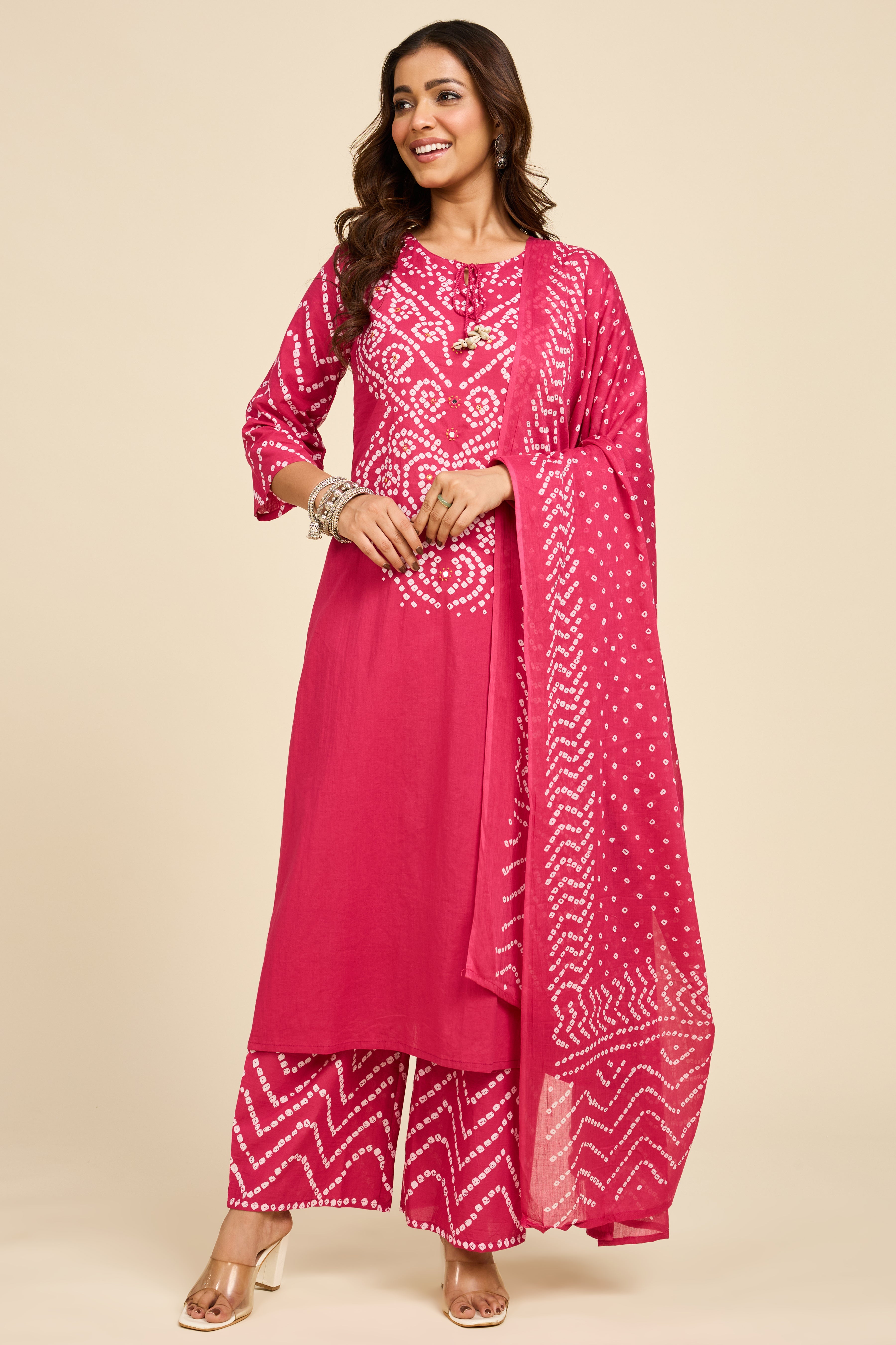 Alaya Select Bandhej Fuchsia Kurta Set
