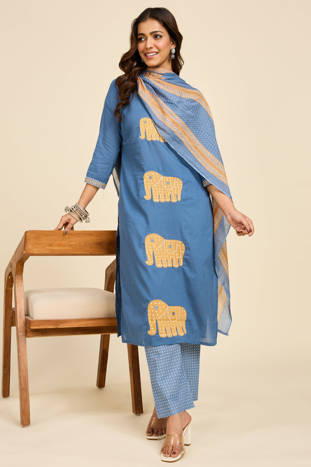 Alaya Select Azure Caravan Embroidered Kurta Set