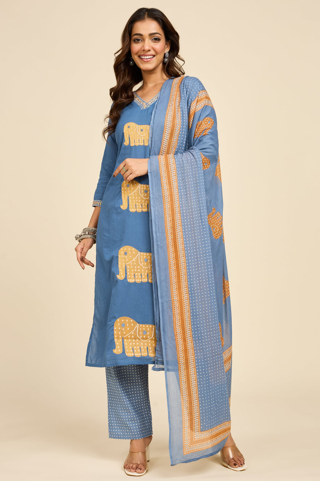 Alaya Select Azure Caravan Embroidered Kurta Set