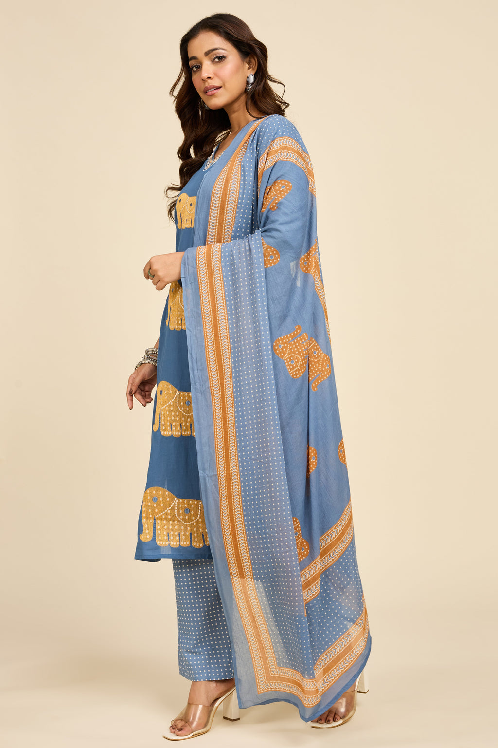 Alaya Select Azure Caravan Embroidered Kurta Set