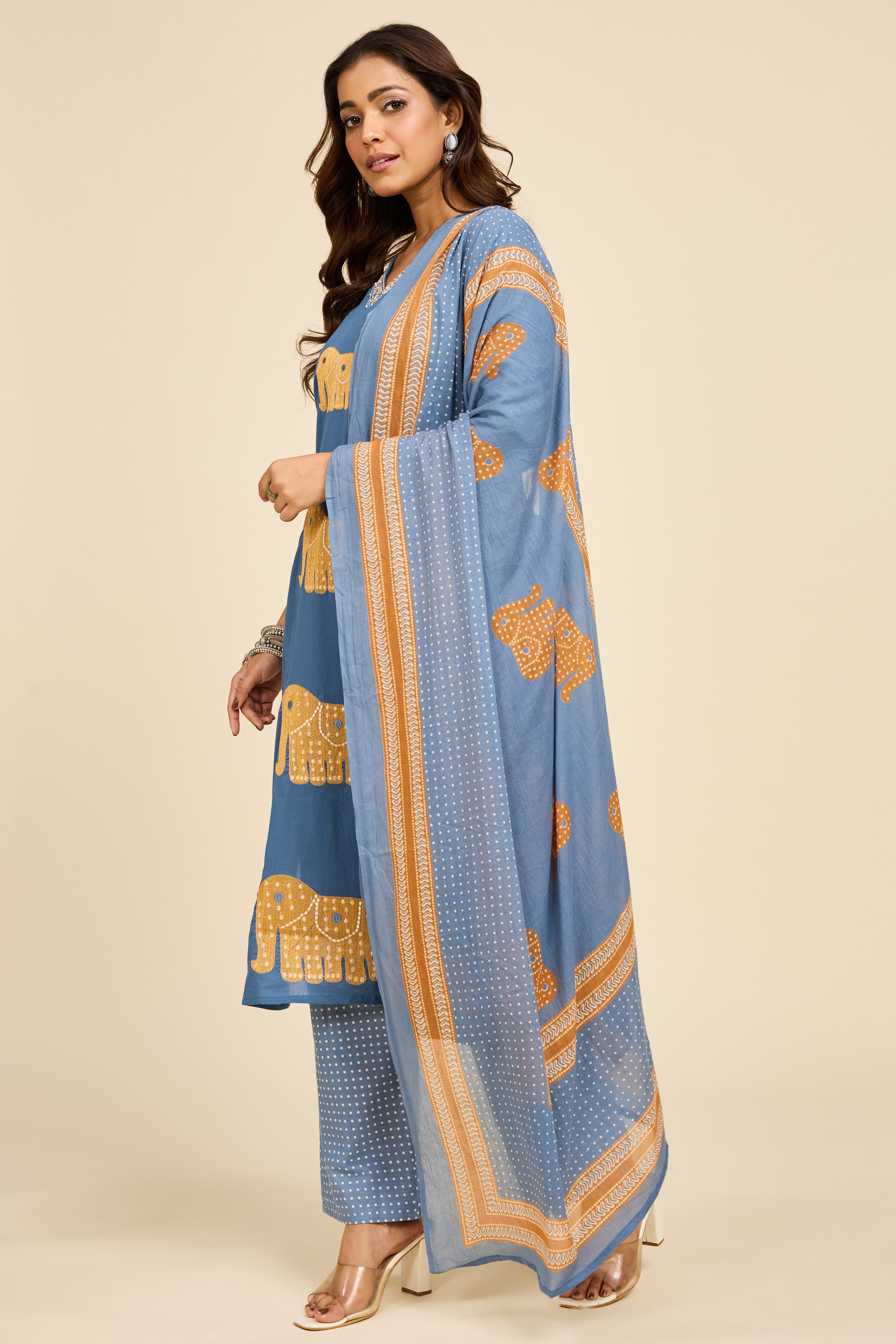 Alaya Select Azure Caravan Embroidered Kurta Set