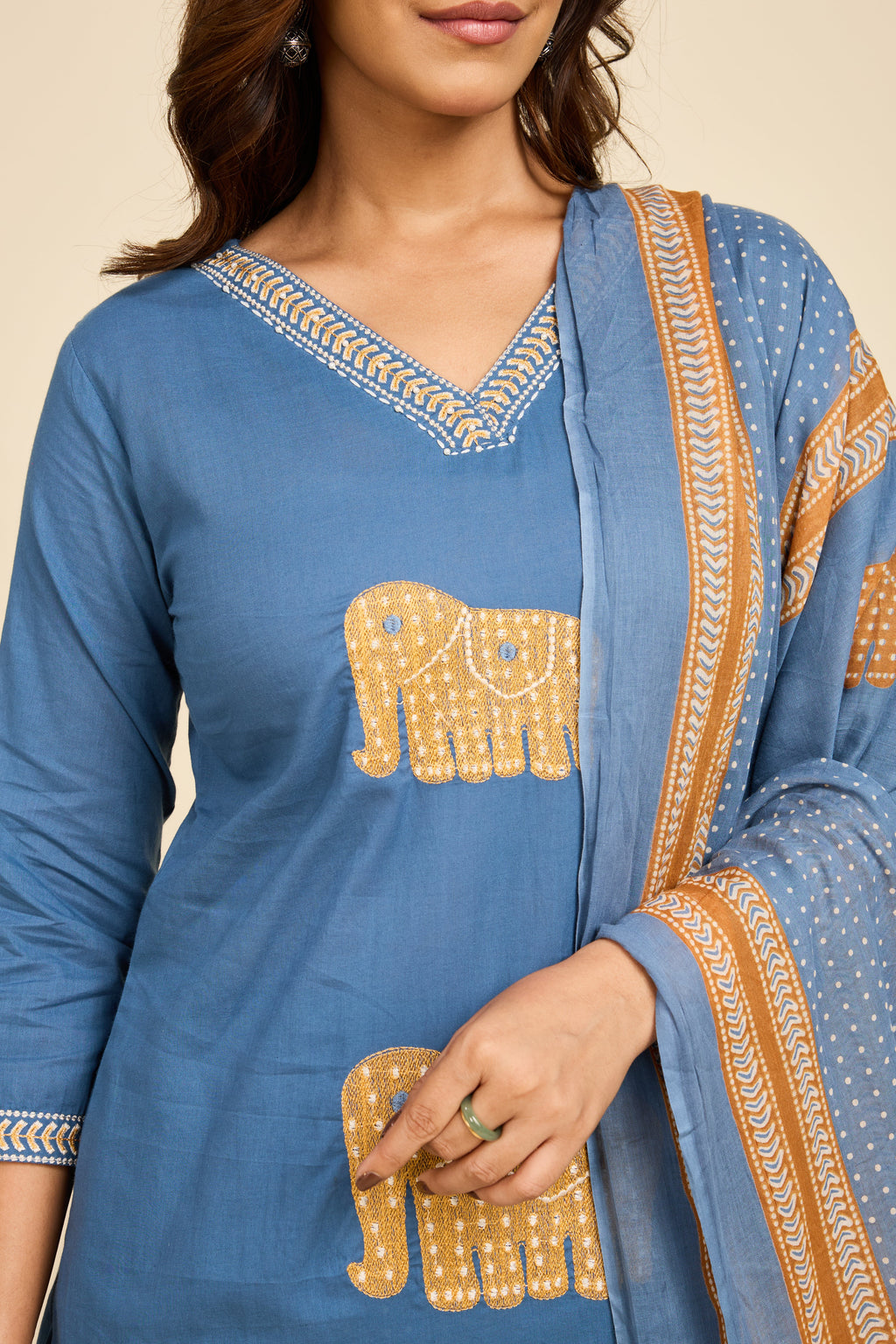 Alaya Select Azure Caravan Embroidered Kurta Set
