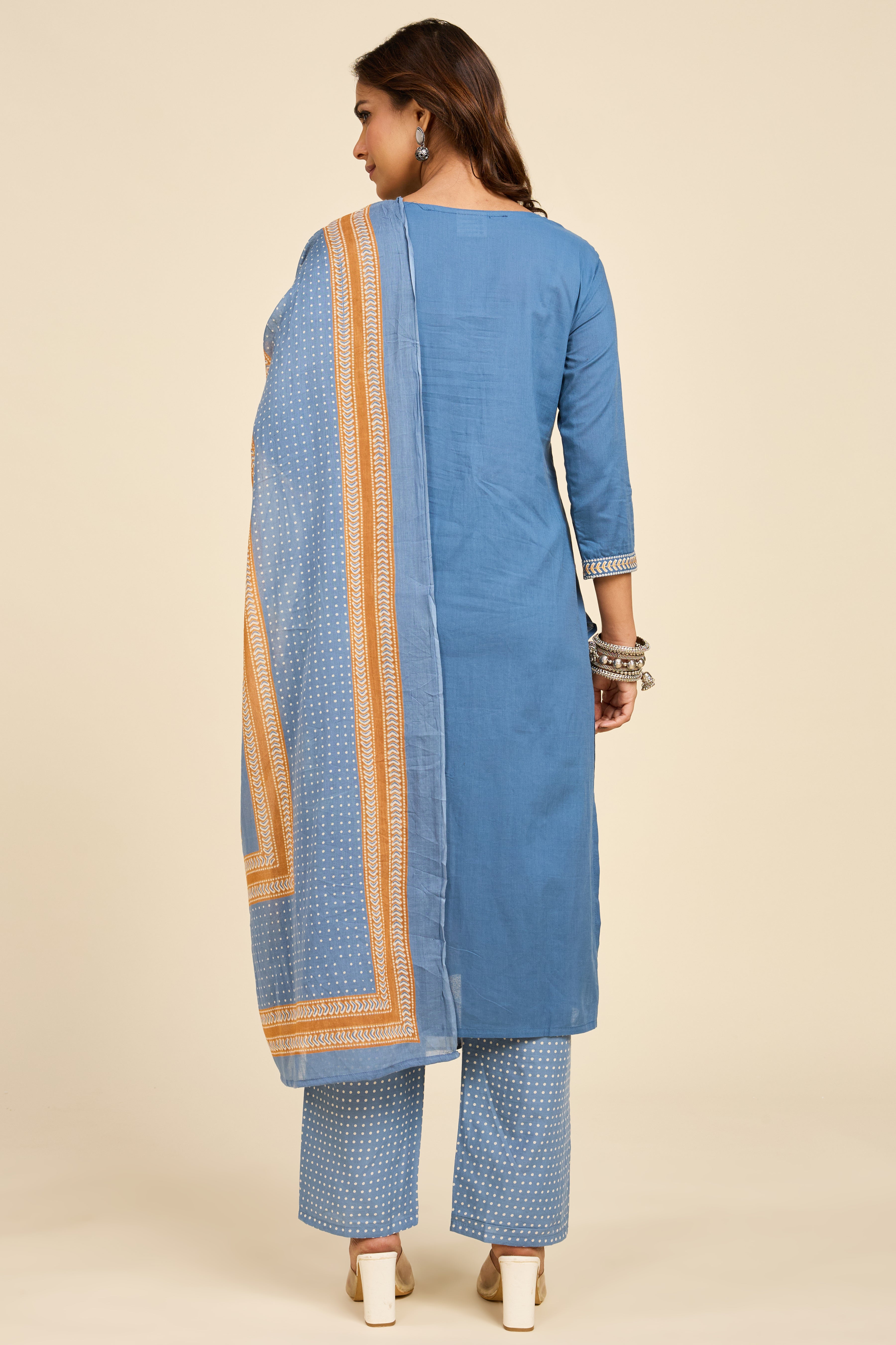 Alaya Select Azure Caravan Embroidered Kurta Set