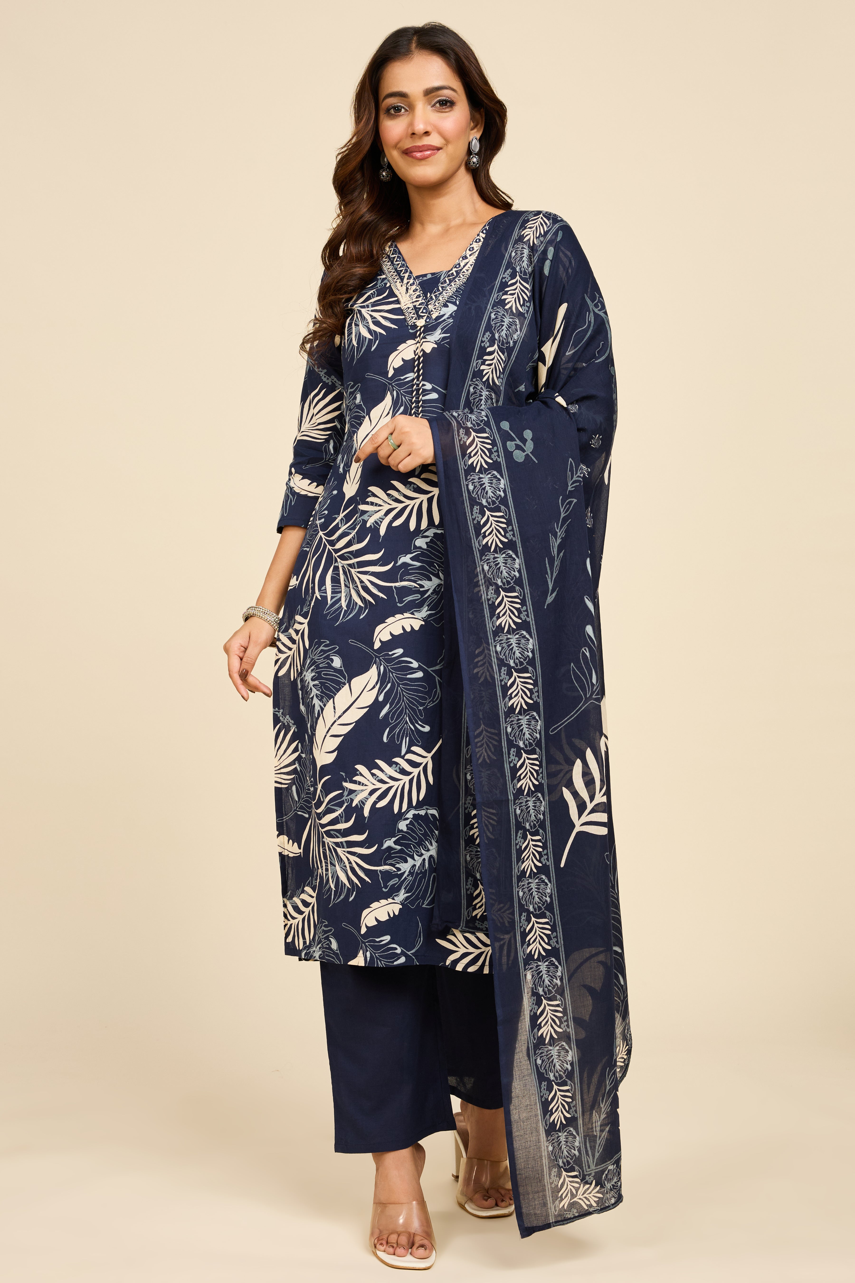 Navy Fern Kurta Set