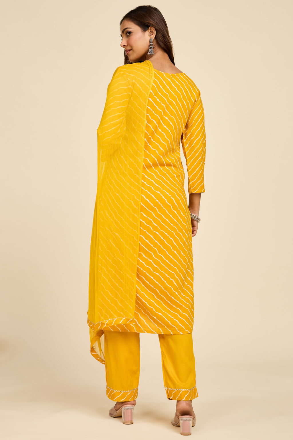 Haldi Leheriya Kurta Set
