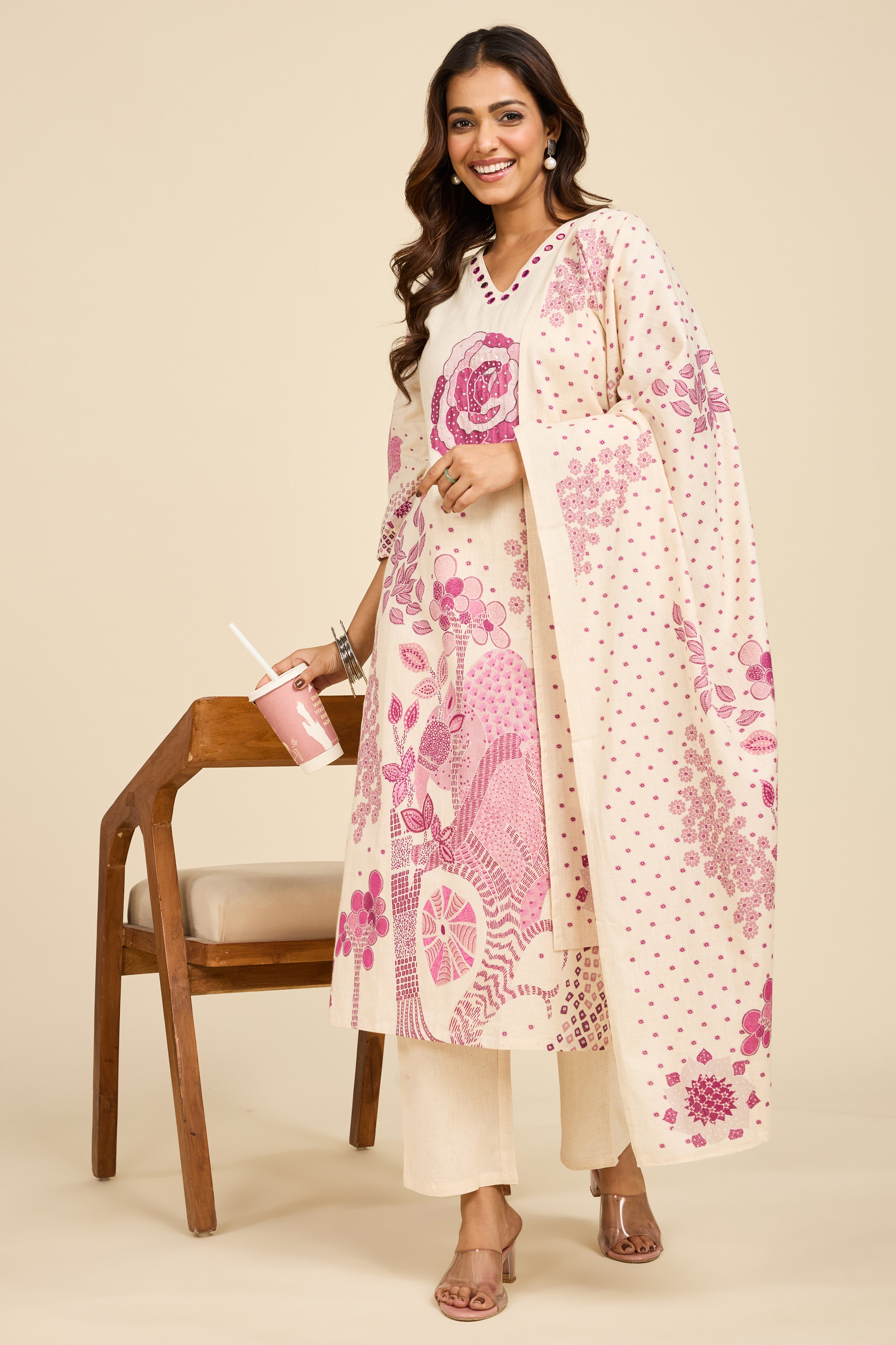 Alaya Select Ivory Statement Kurta Set
