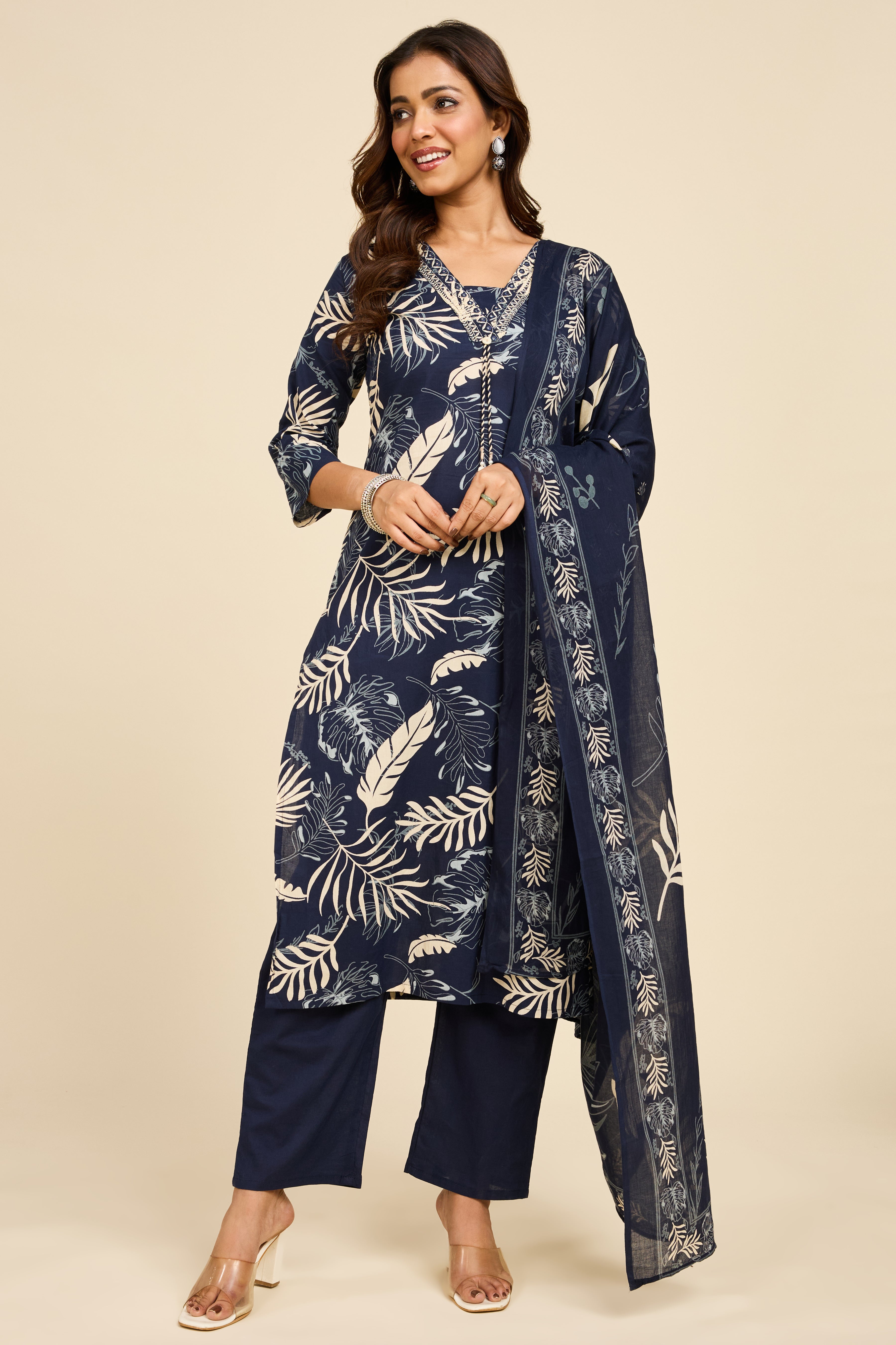 Navy Fern Kurta Set