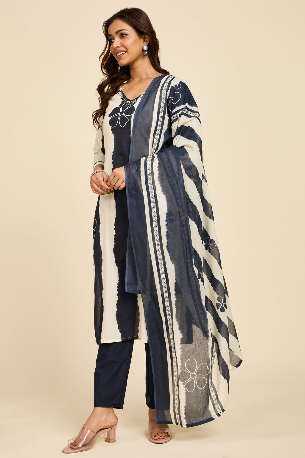 Indigo Stripe Cotton Kurta Set
