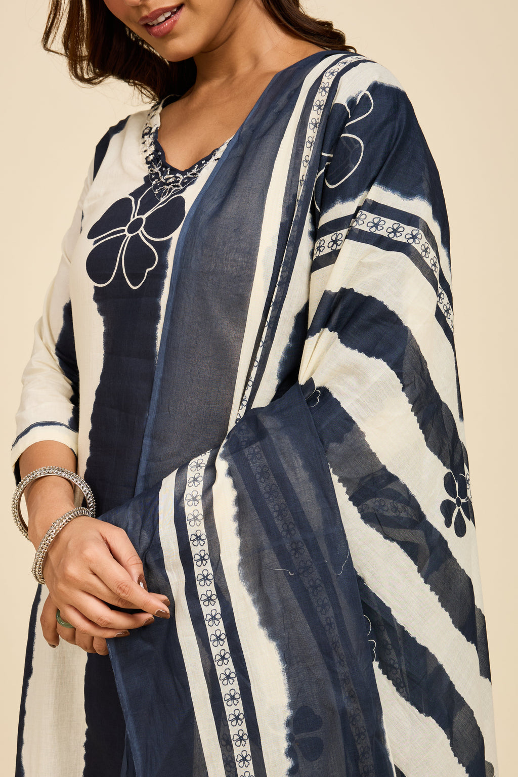 Indigo Stripe Cotton Kurta Set