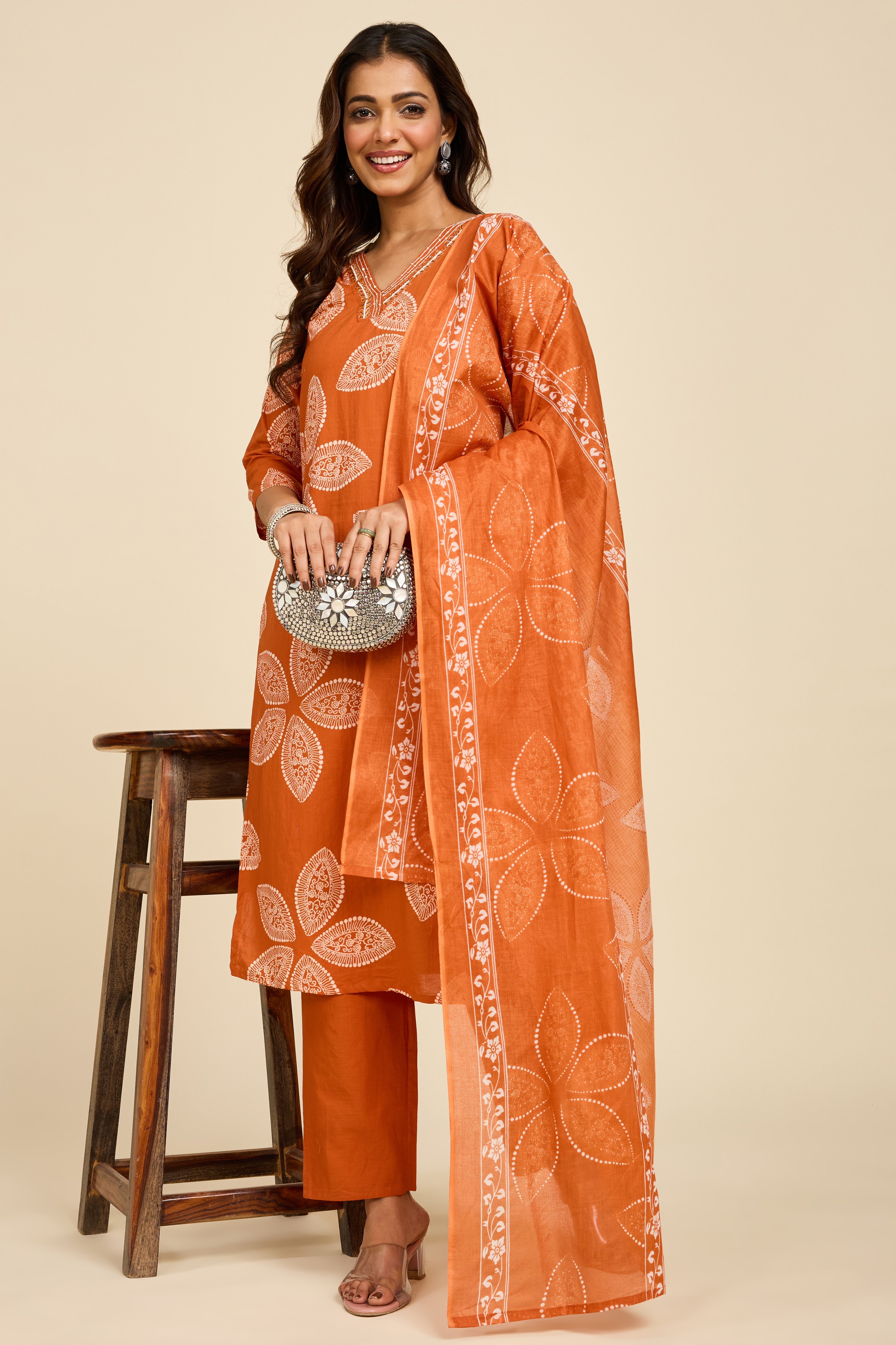 Alaya Select Cinnamon Cotton Kurta Set
