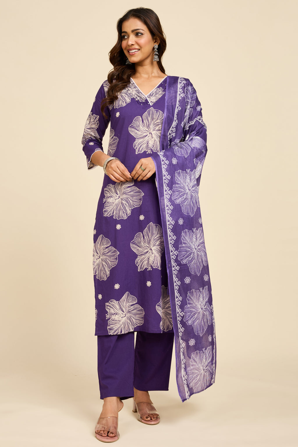 Violet Bloom Kurta Set