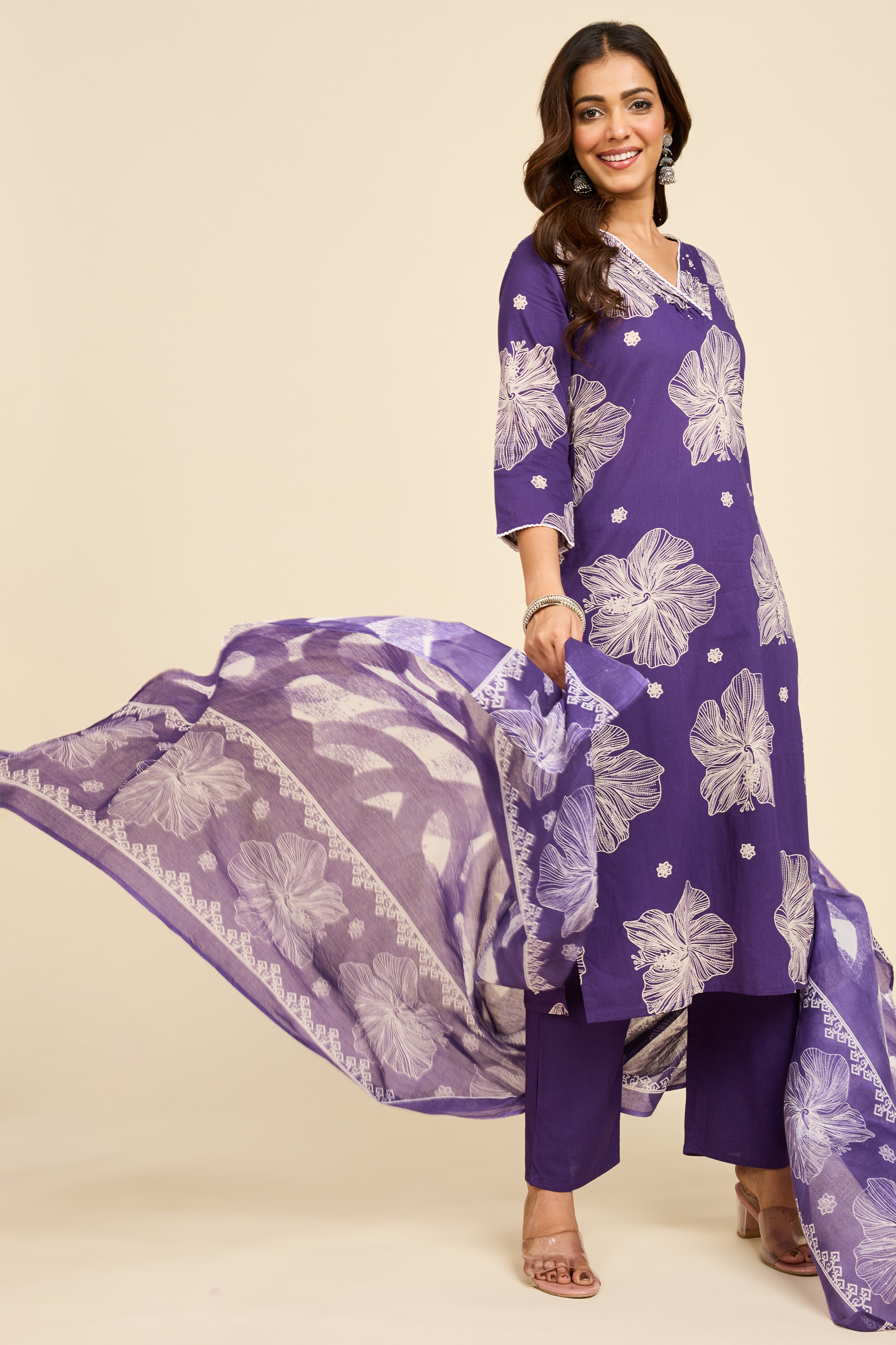 Violet Bloom Kurta Set