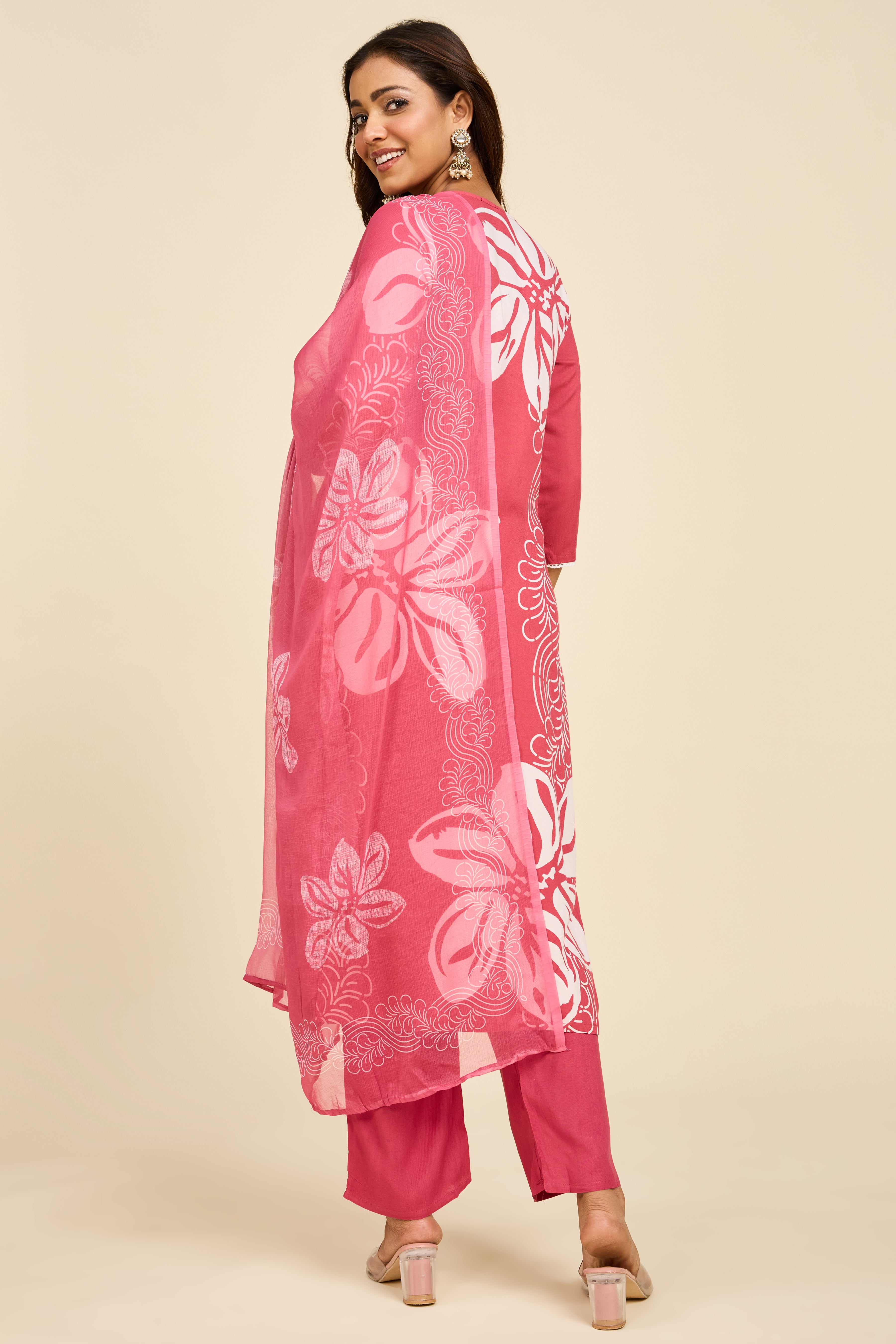 Raspberry Blossom Kurta Set