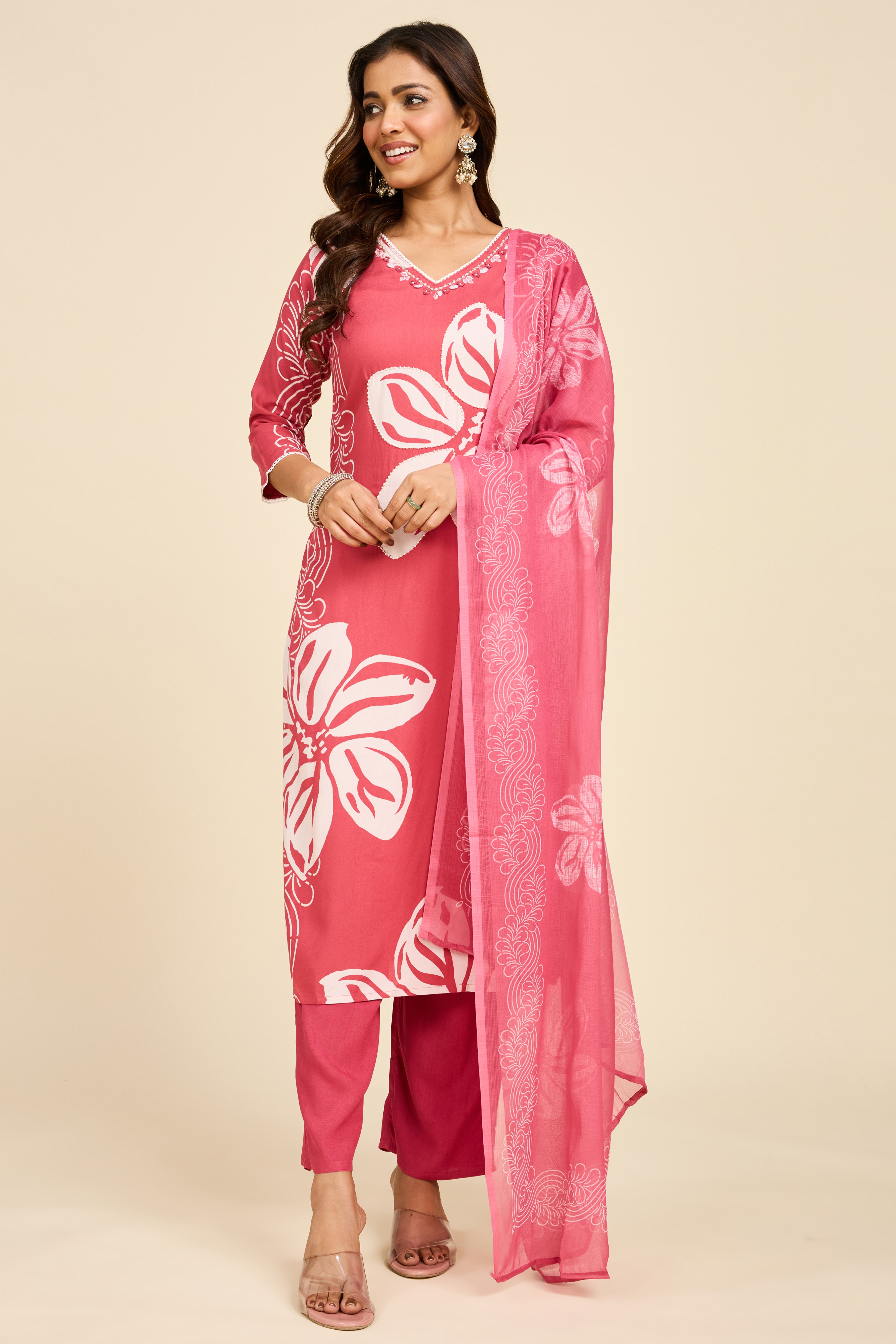 Raspberry Blossom Kurta Set