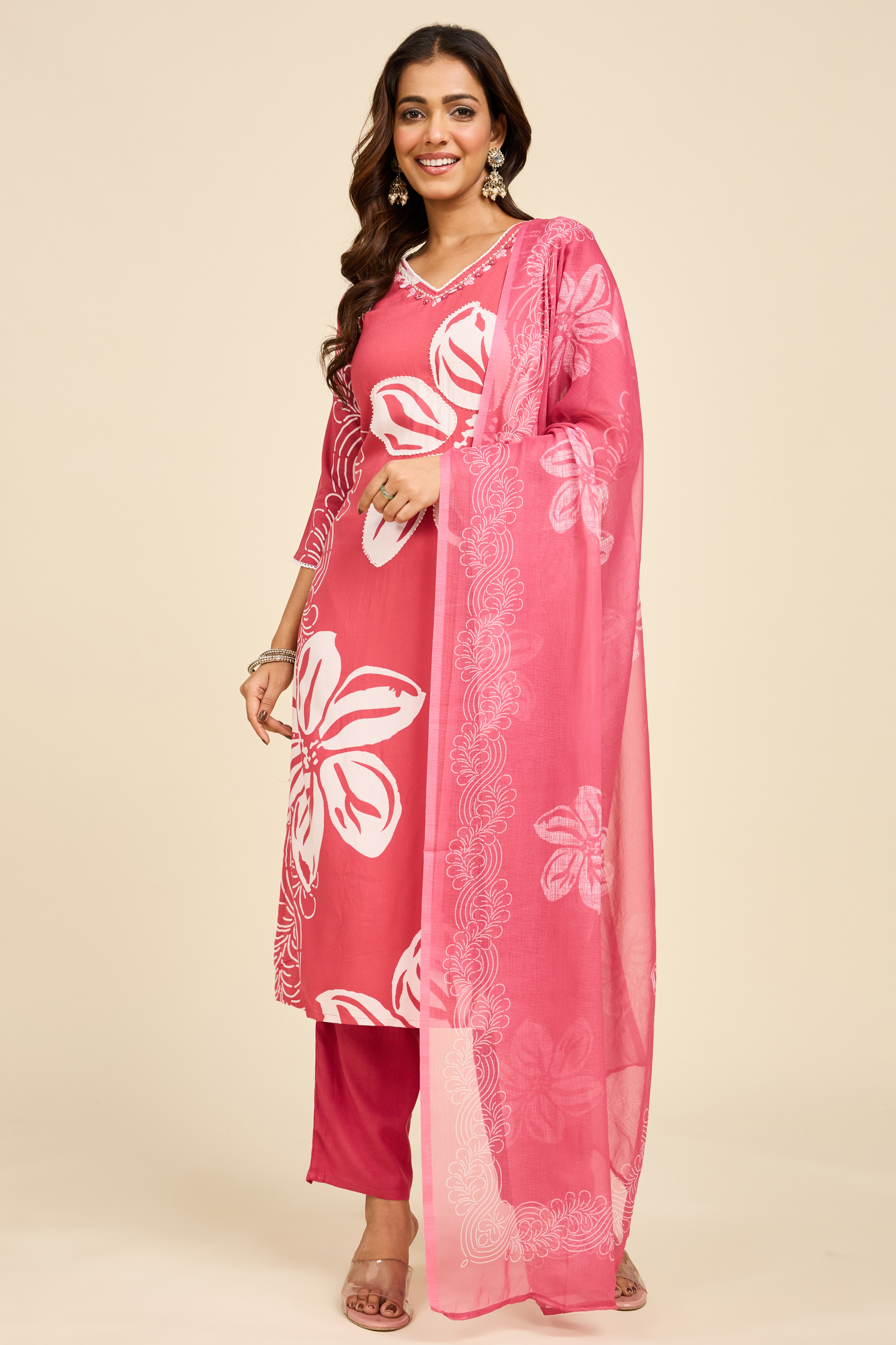 Raspberry Blossom Kurta Set