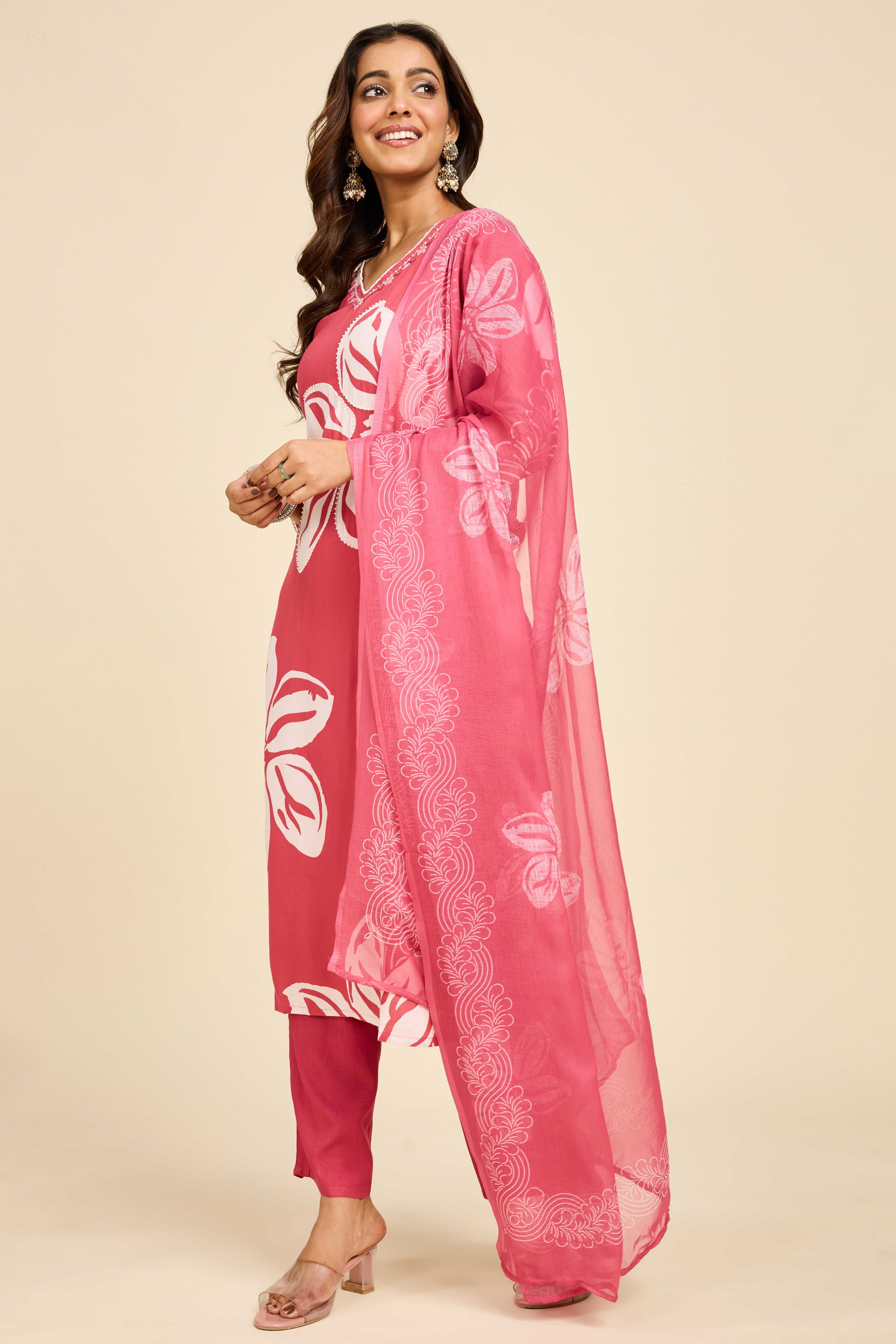 Raspberry Blossom Kurta Set