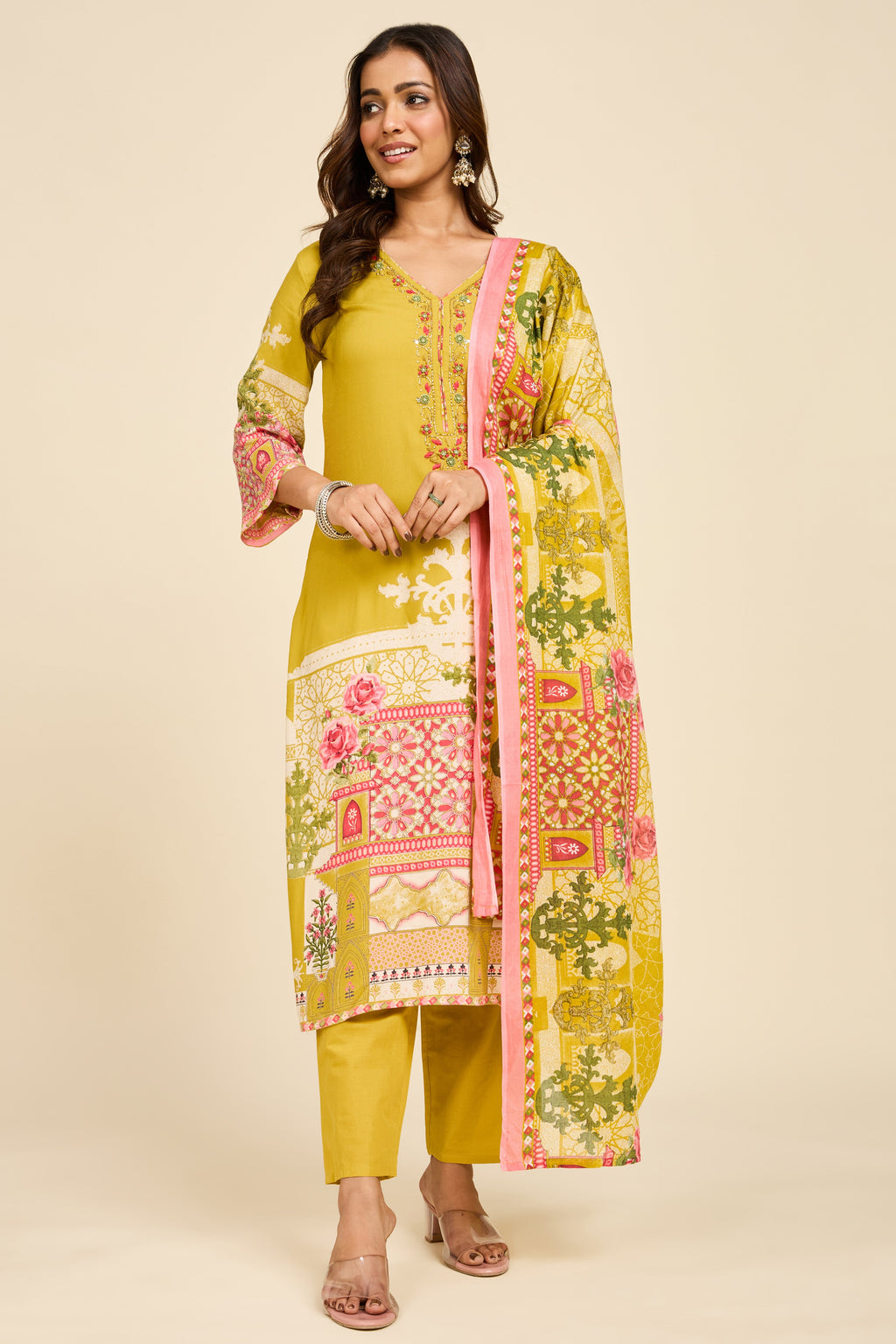 Pista Flora Kurta Set