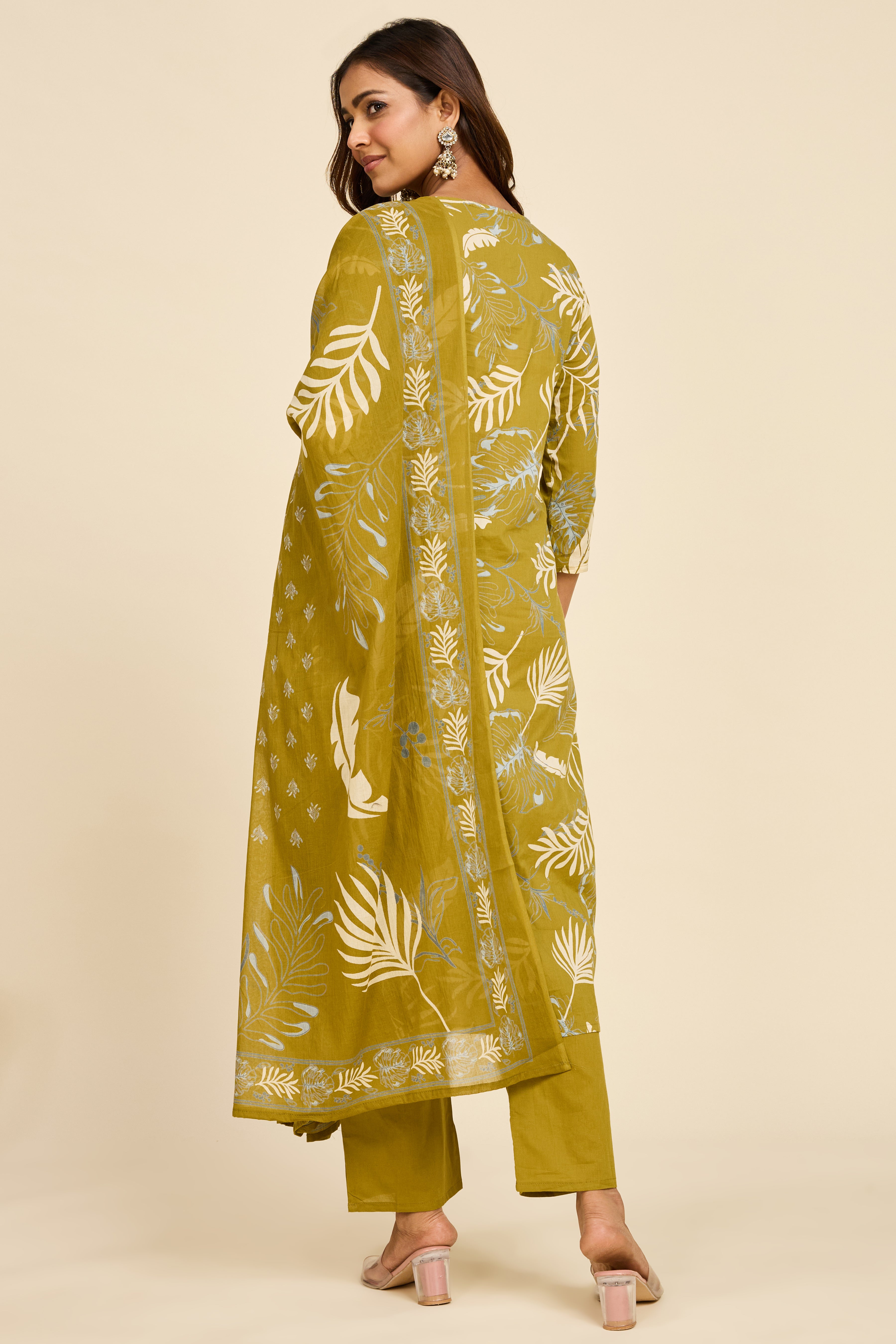 Olive Cotton Kurta Set