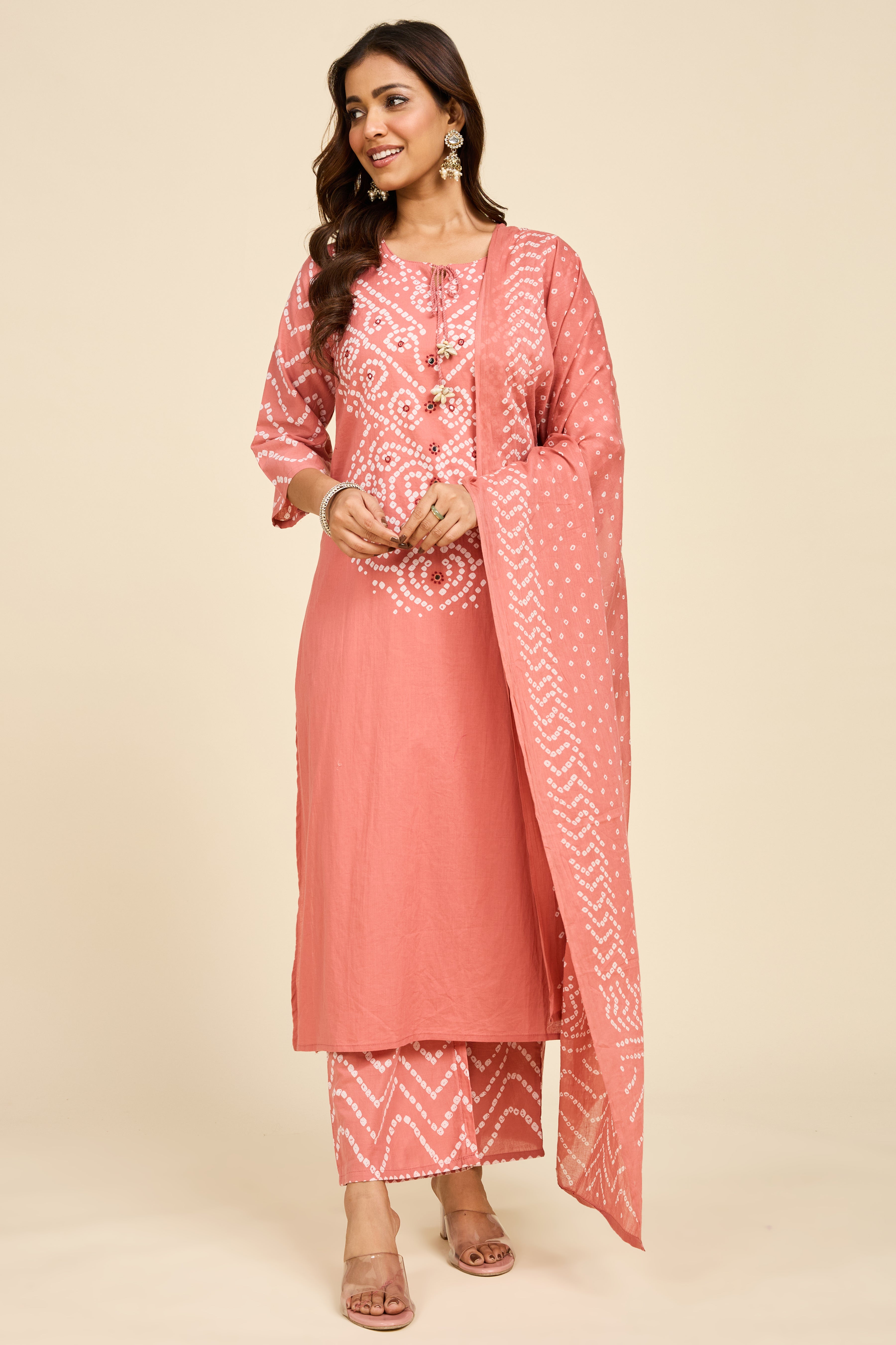 Alaya Select Bandhej Rose Kurta Set