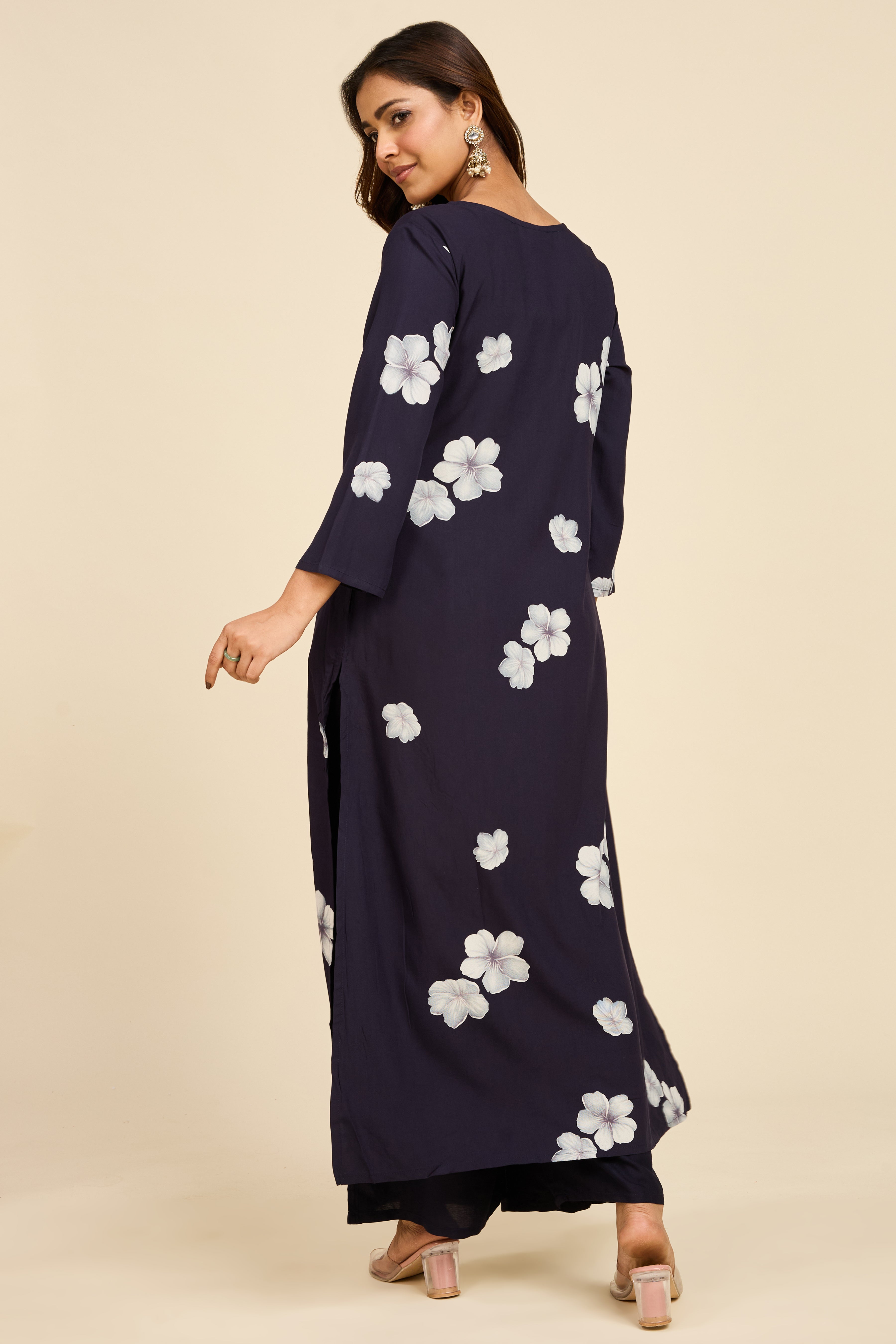 Midnight Floral Pakistani Kurta Set