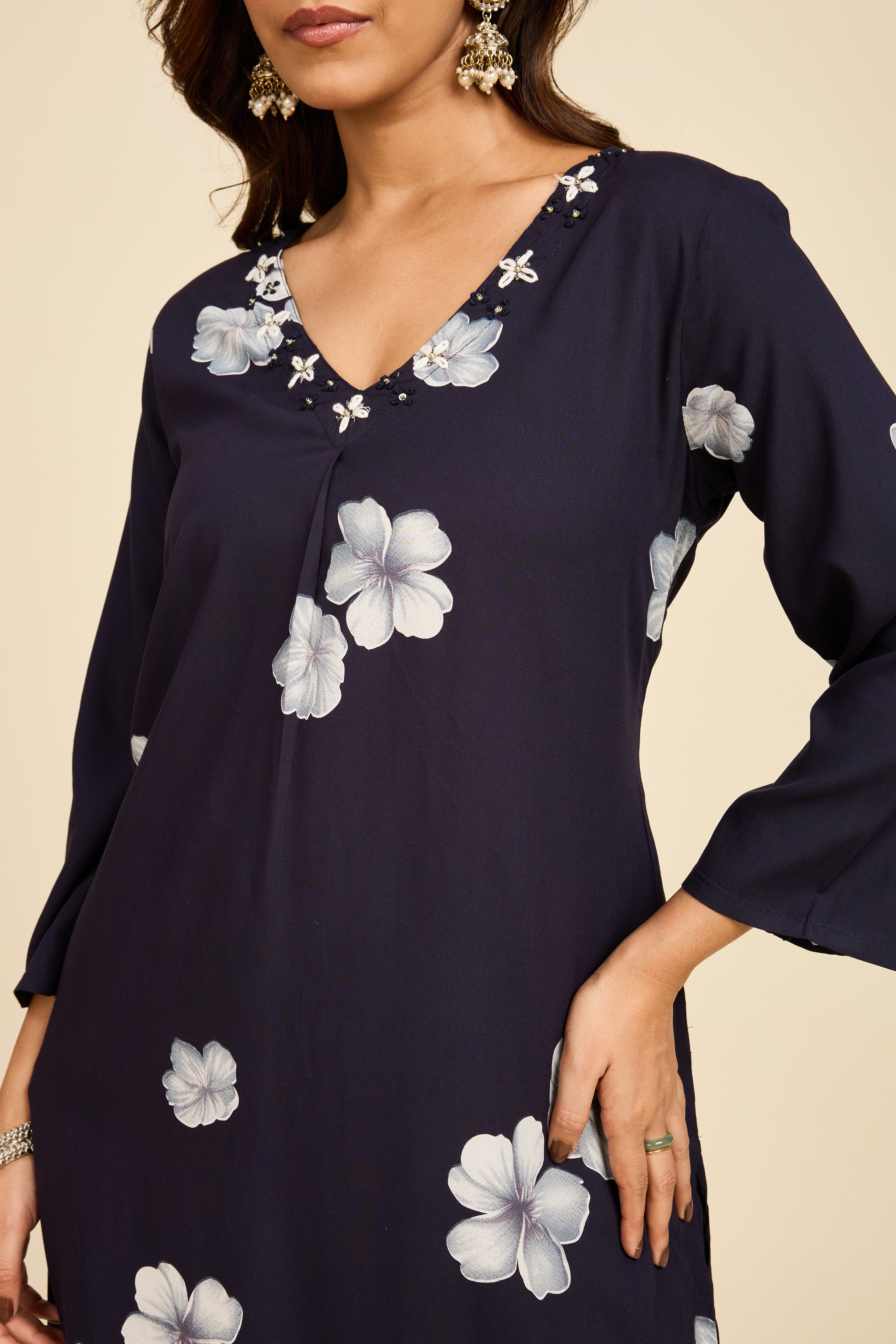 Midnight Floral Pakistani Kurta Set