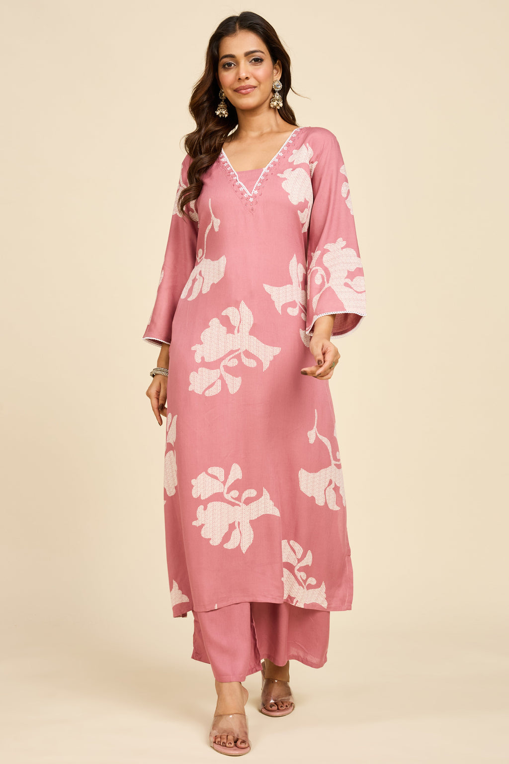 Mauve Botanical Cotton Kurta Set