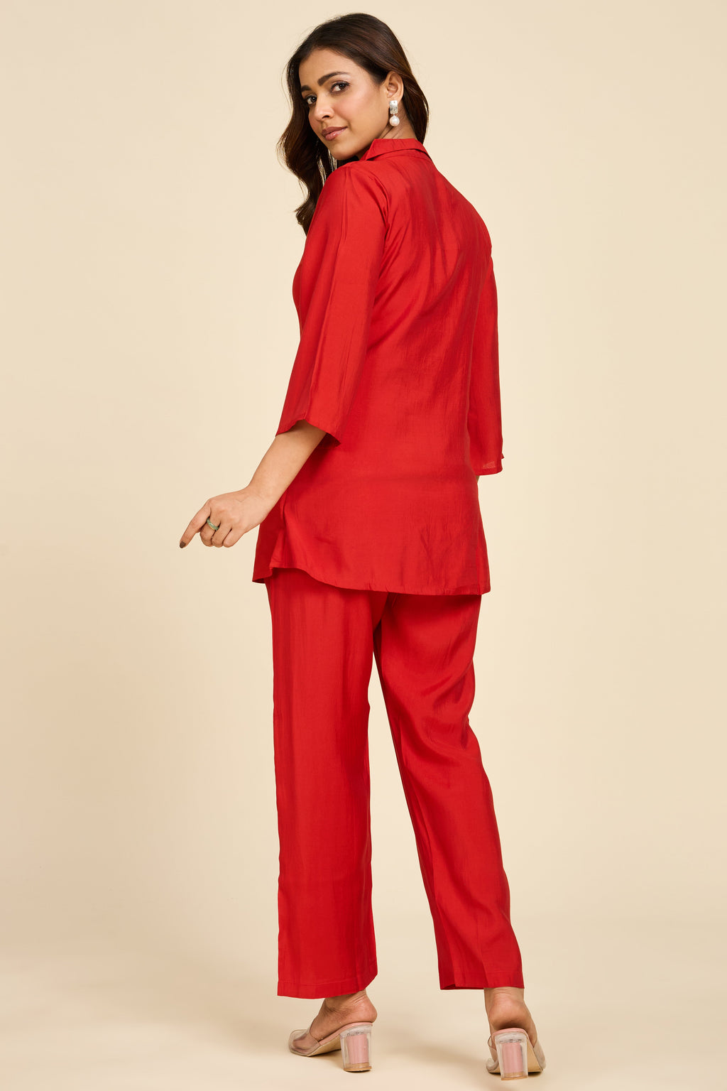 Red Embroidered Co-ord Set