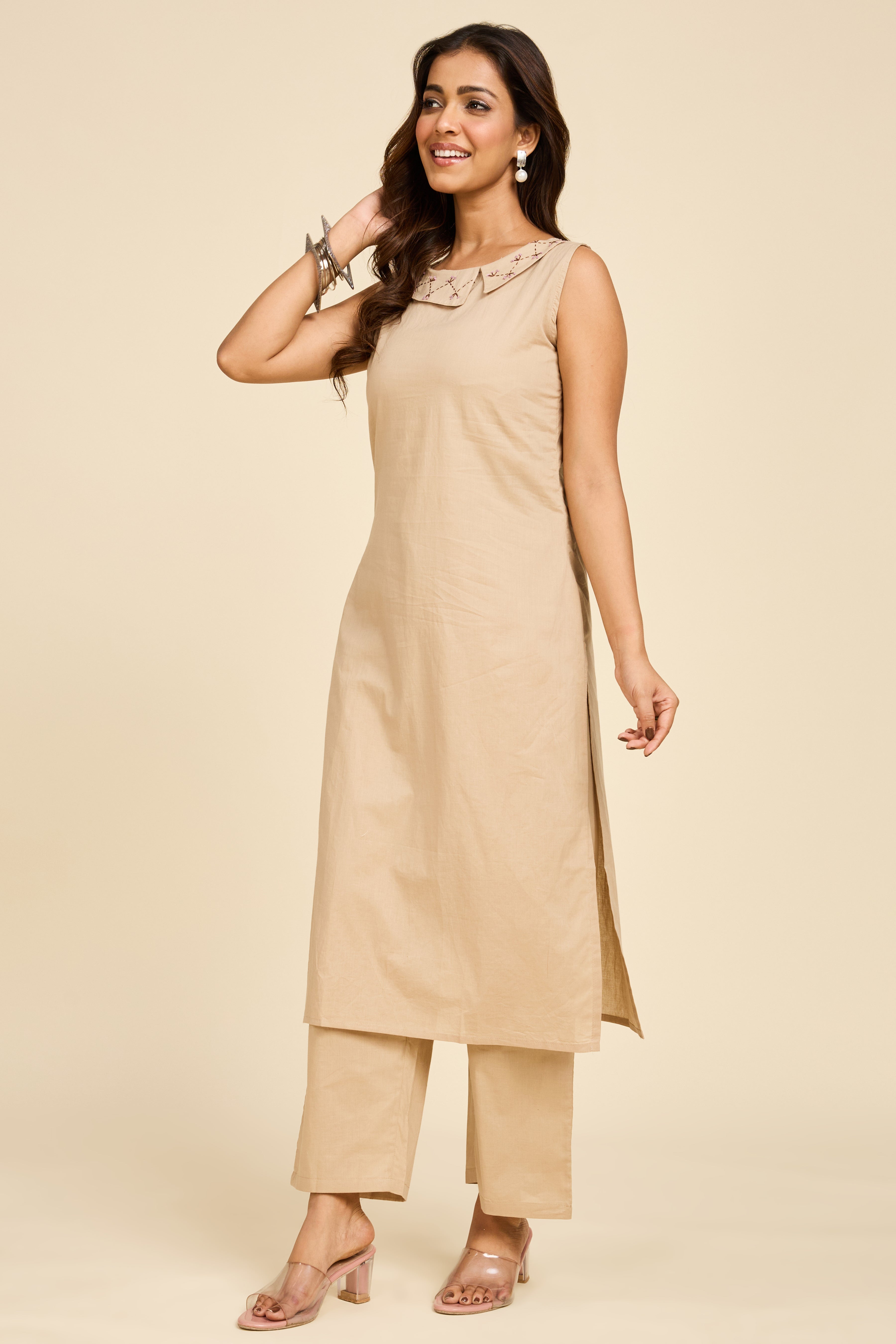 Alaya Select Beige Panelled Co-ord Set
