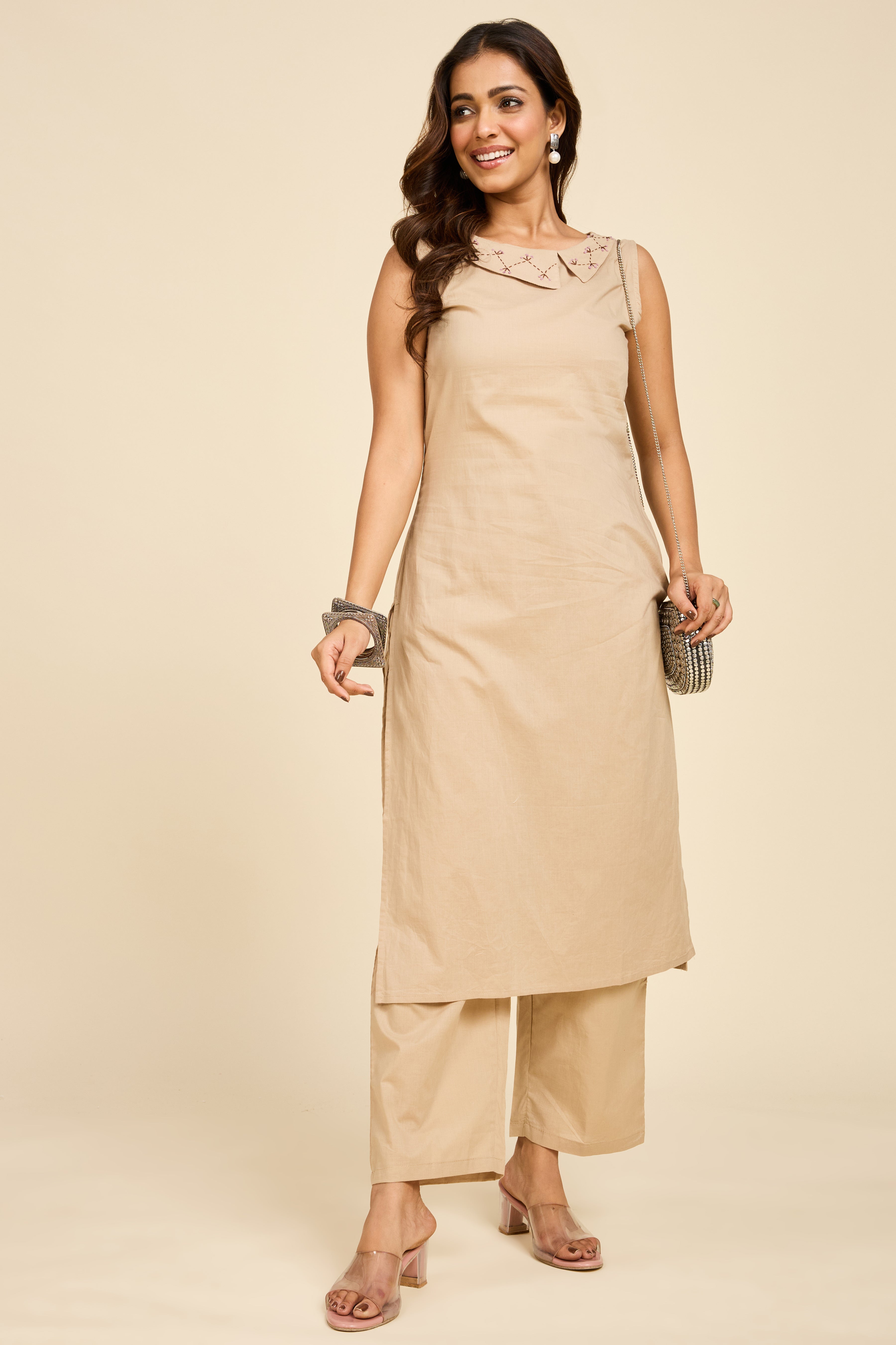 Alaya Select Beige Panelled Co-ord Set