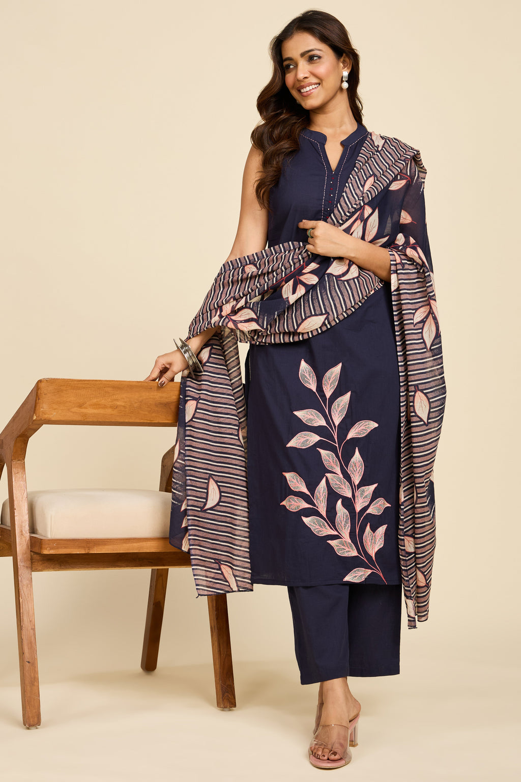 Indigo Embroidered Kurta Set