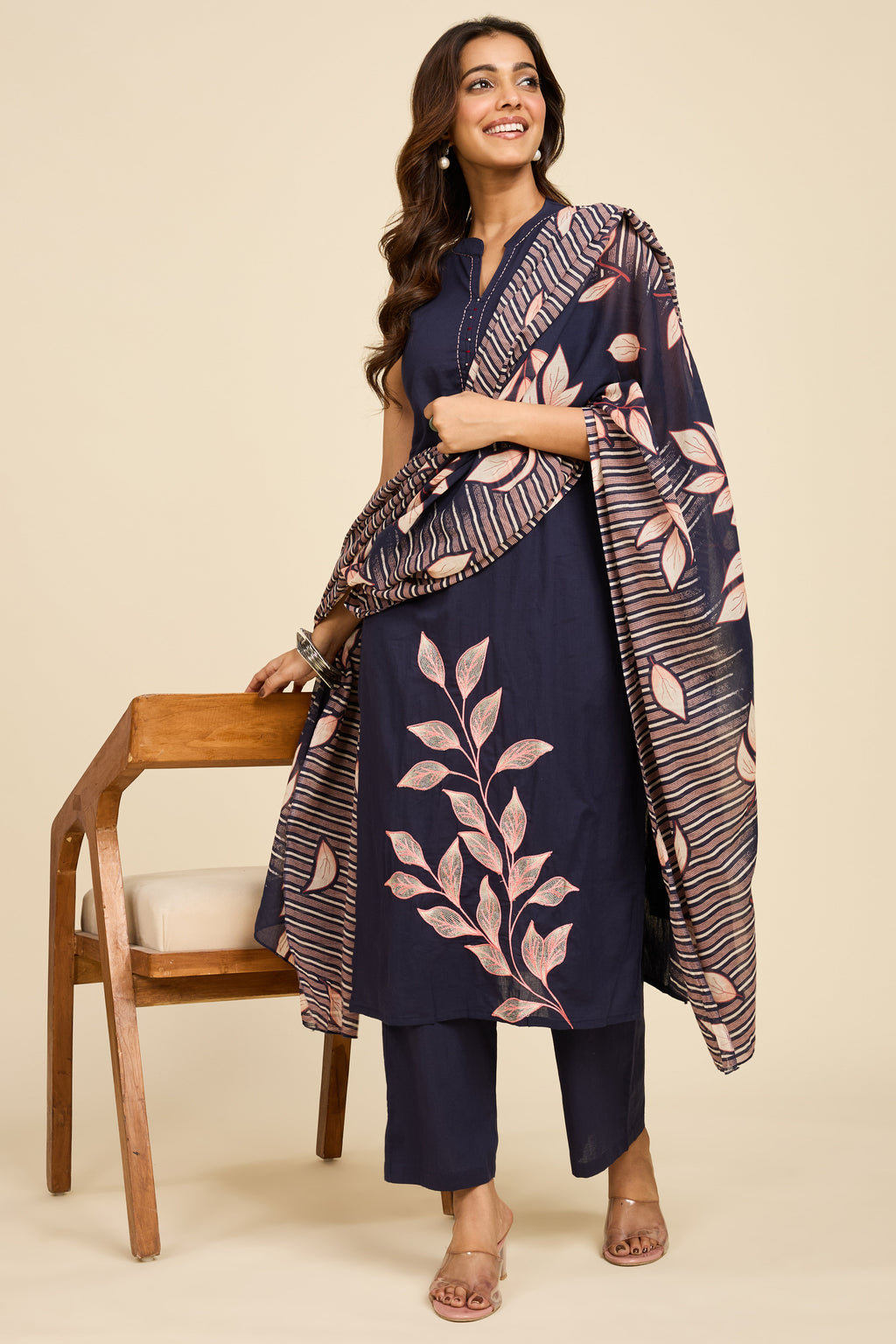 Indigo Embroidered Kurta Set