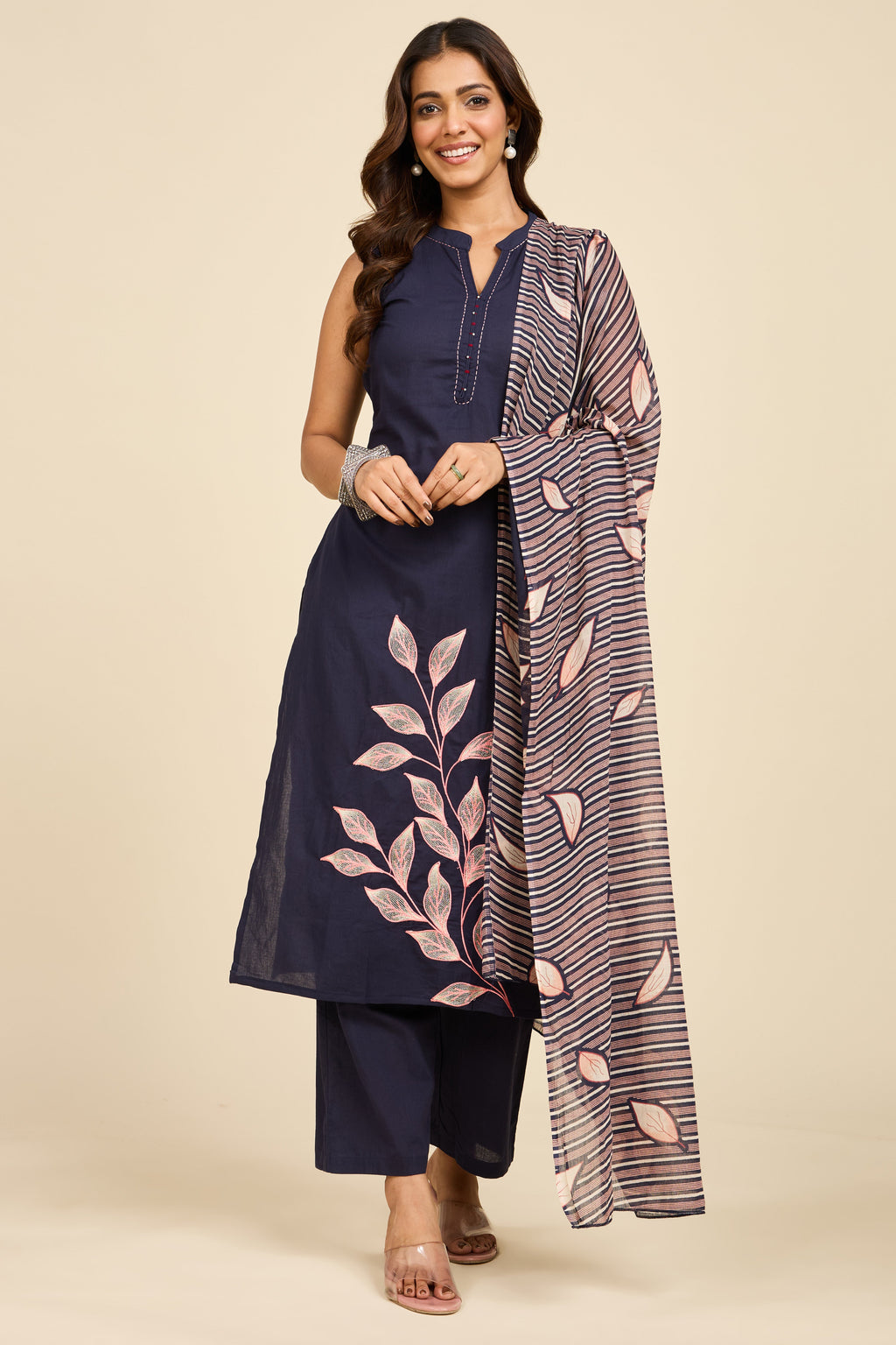 Indigo Embroidered Kurta Set