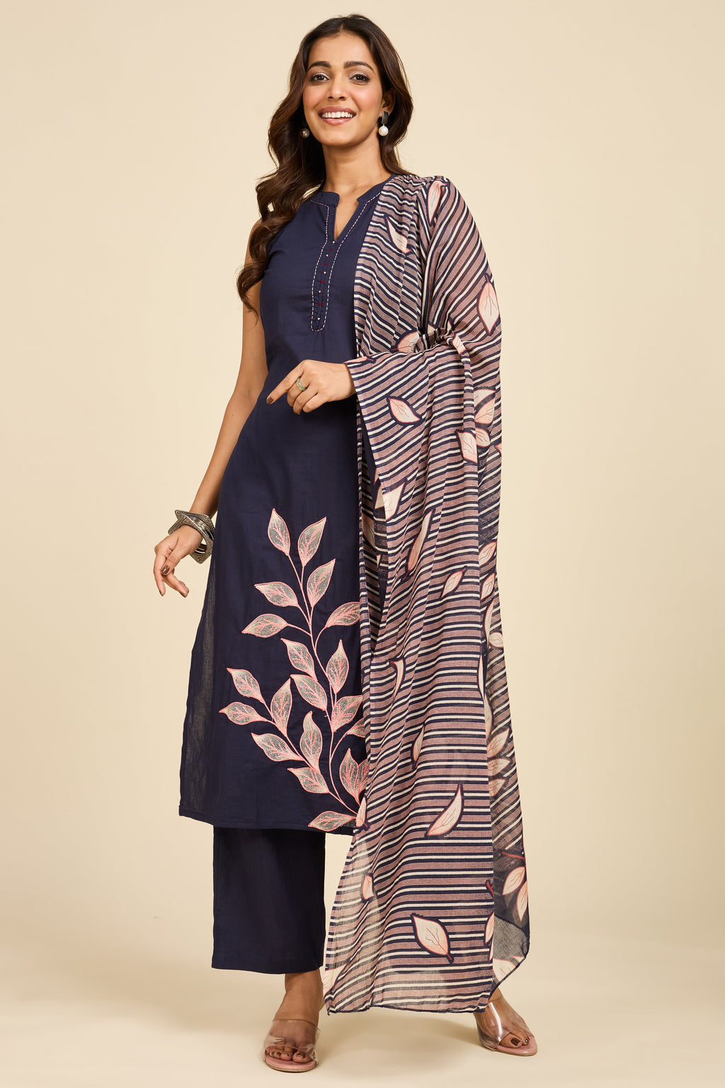 Indigo Embroidered Kurta Set