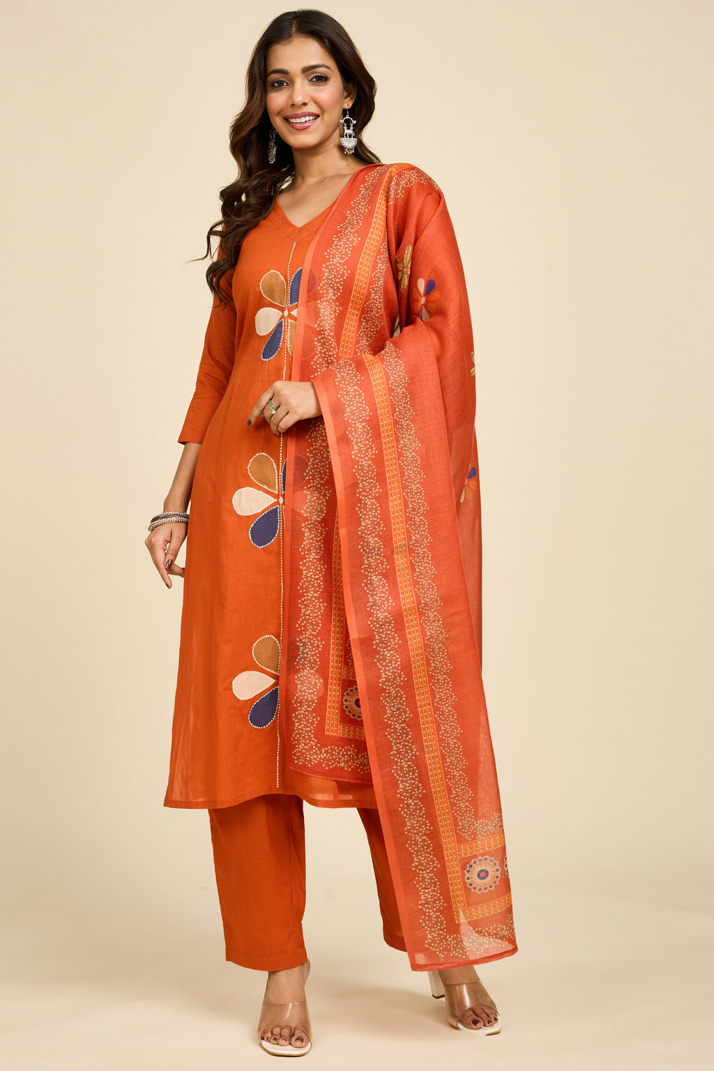 Rust Floral Kurta Set