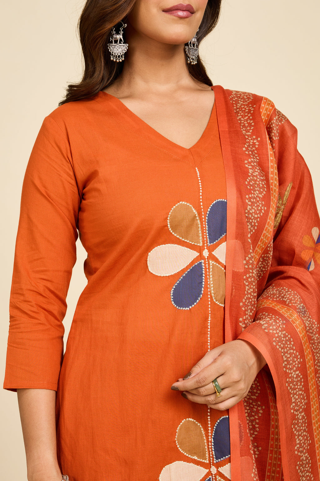 Rust Floral Kurta Set
