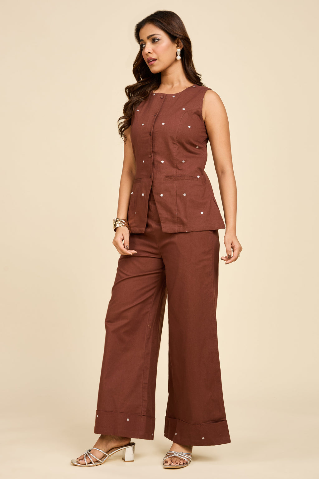 Brown Embellished Co-ord Set
