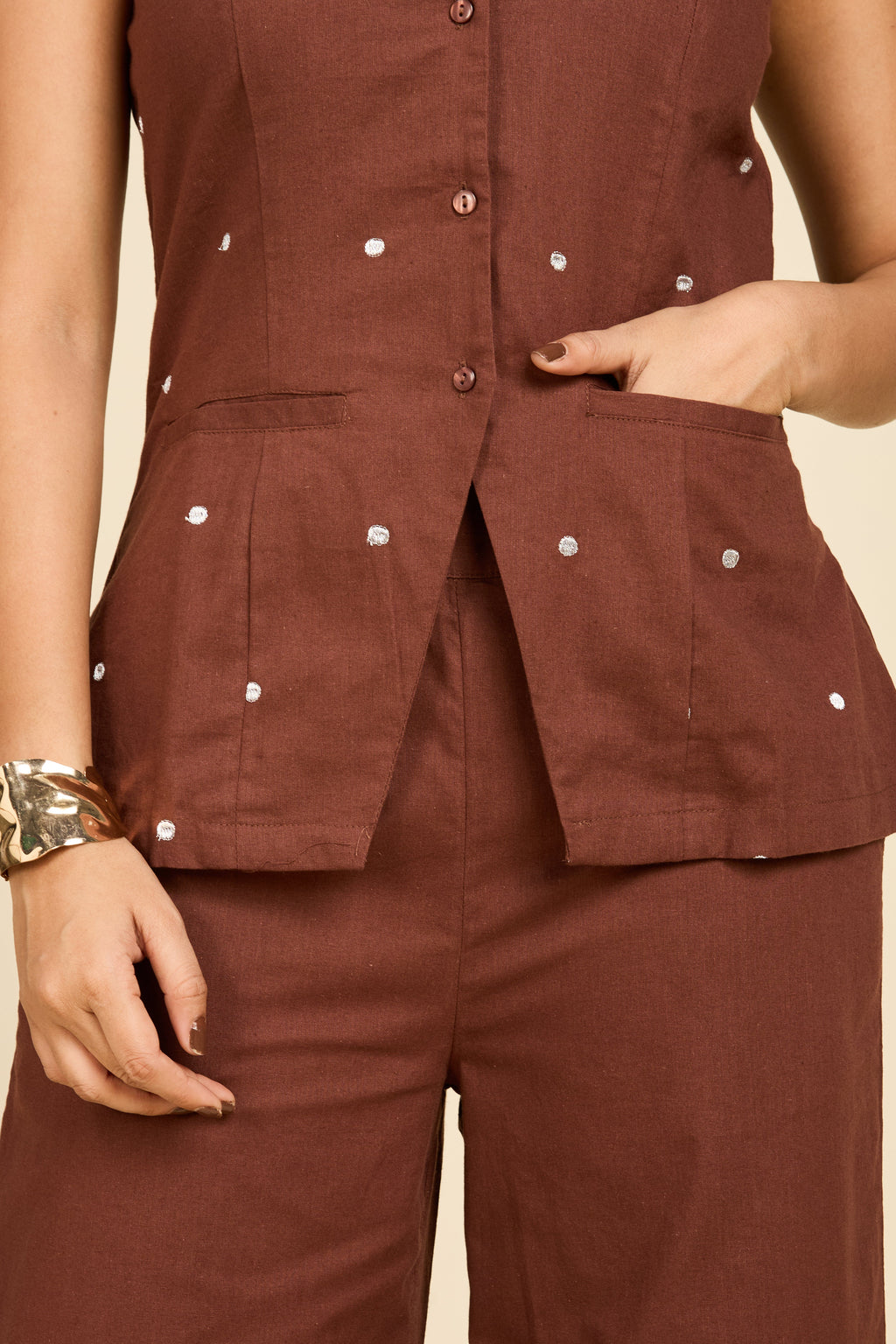 Brown Embellished Co-ord Set