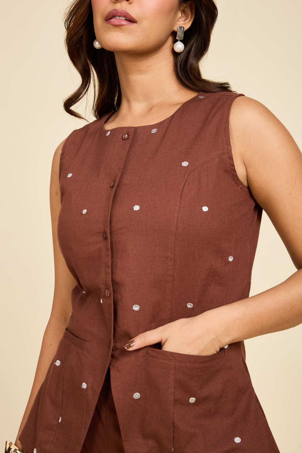 Brown Embellished Co-ord Set
