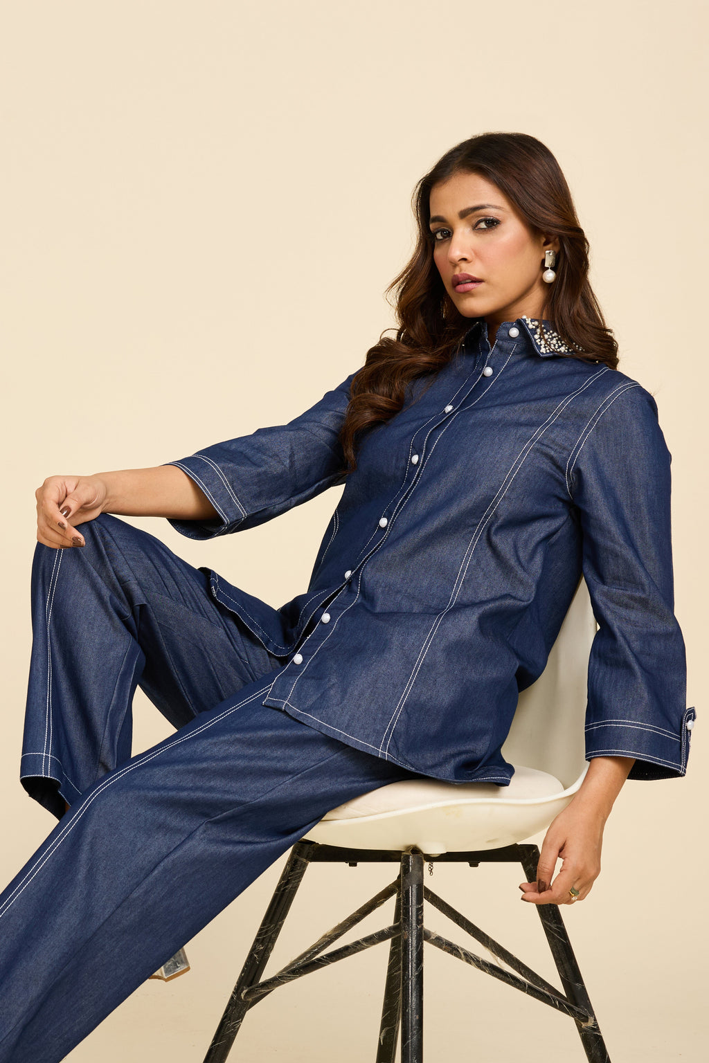Navy Denim Co-ord Set