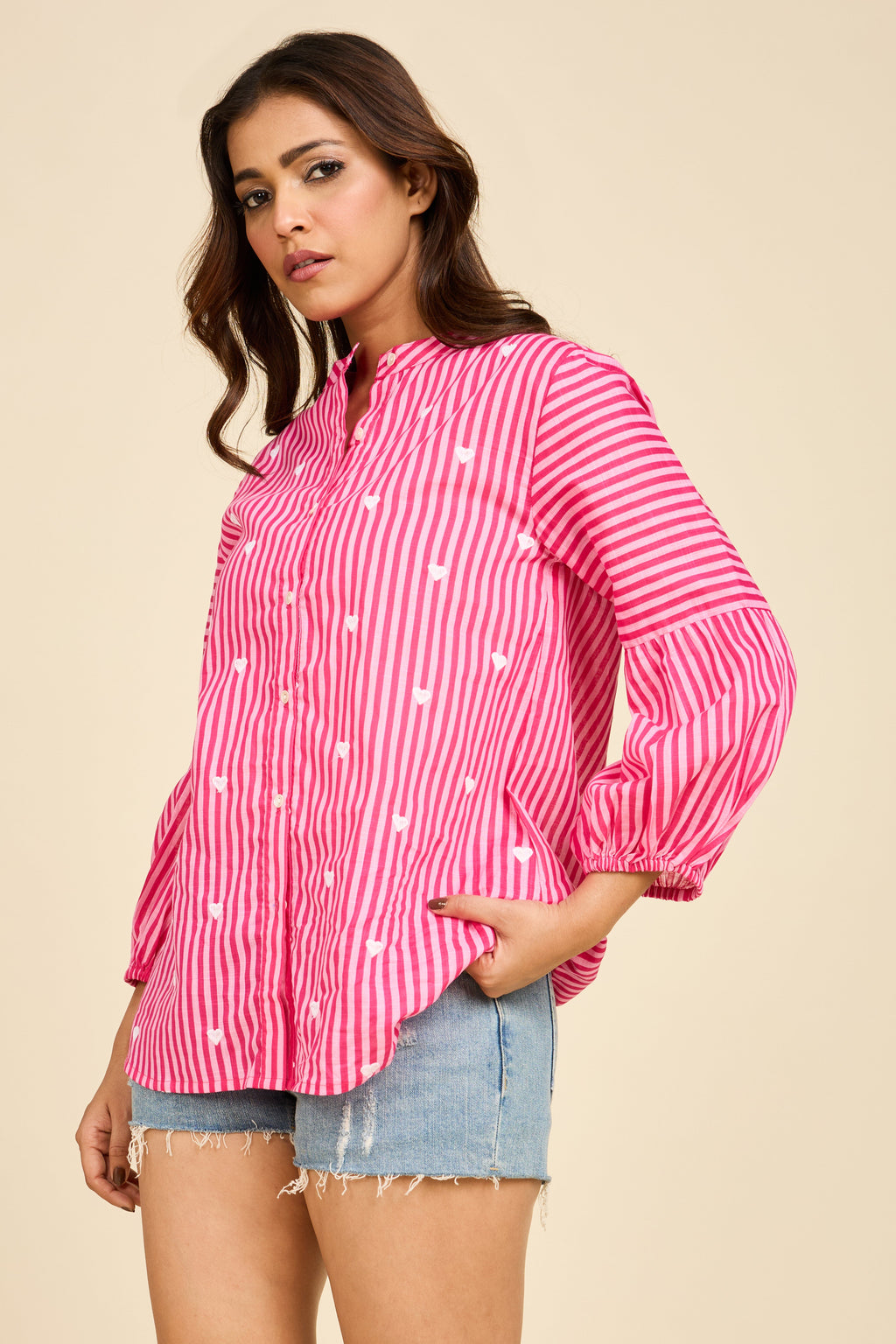 Pink Striped Heart Shirt
