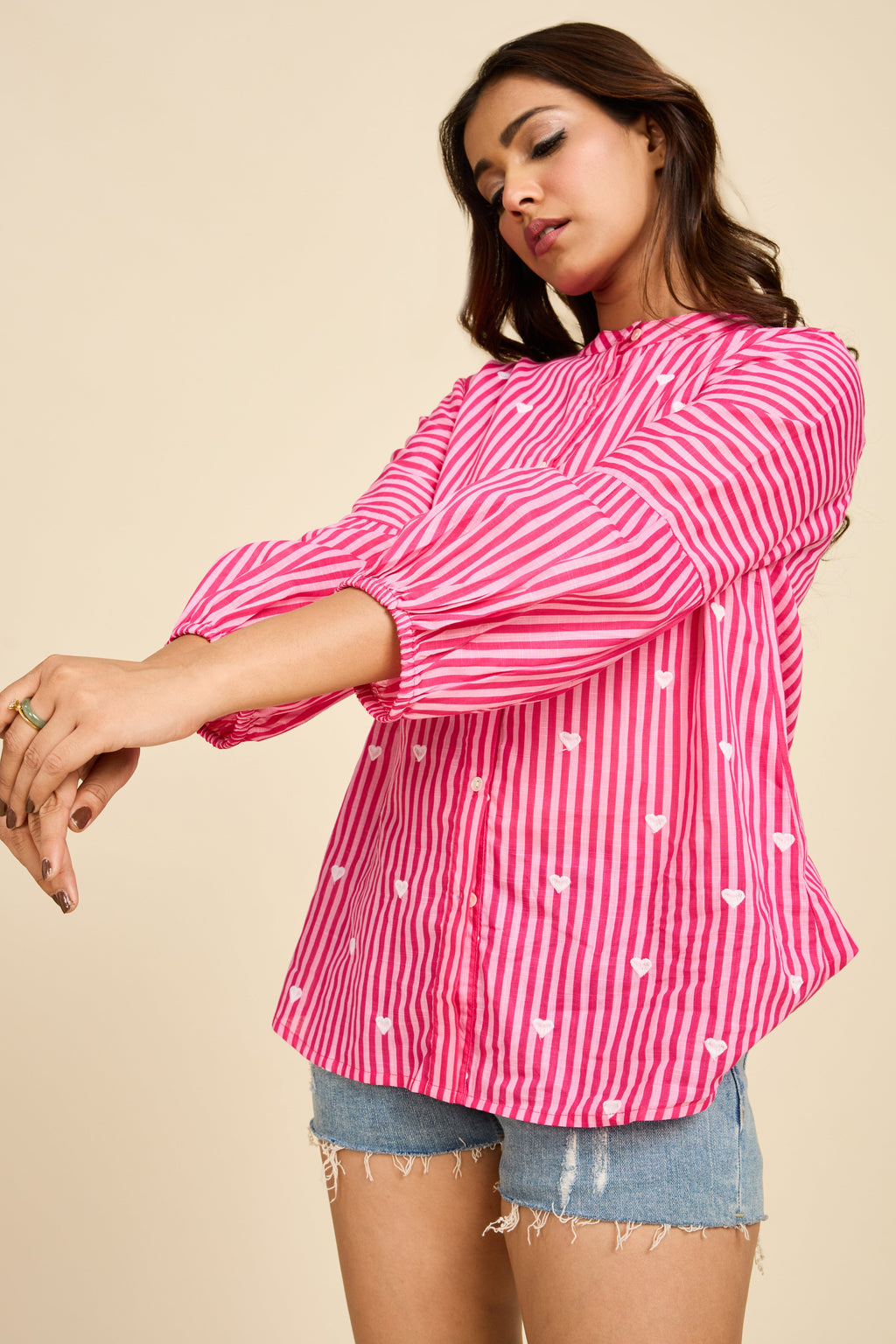 Pink Striped Heart Shirt