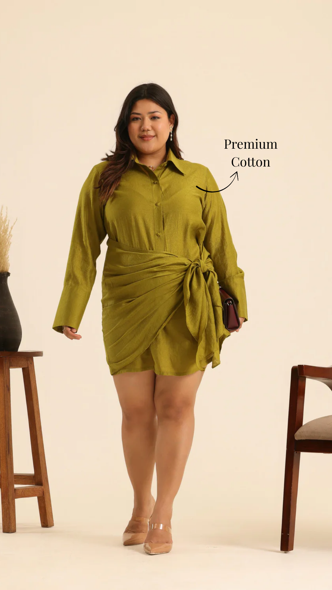 Rangrez Olive Touch Wrap Dress