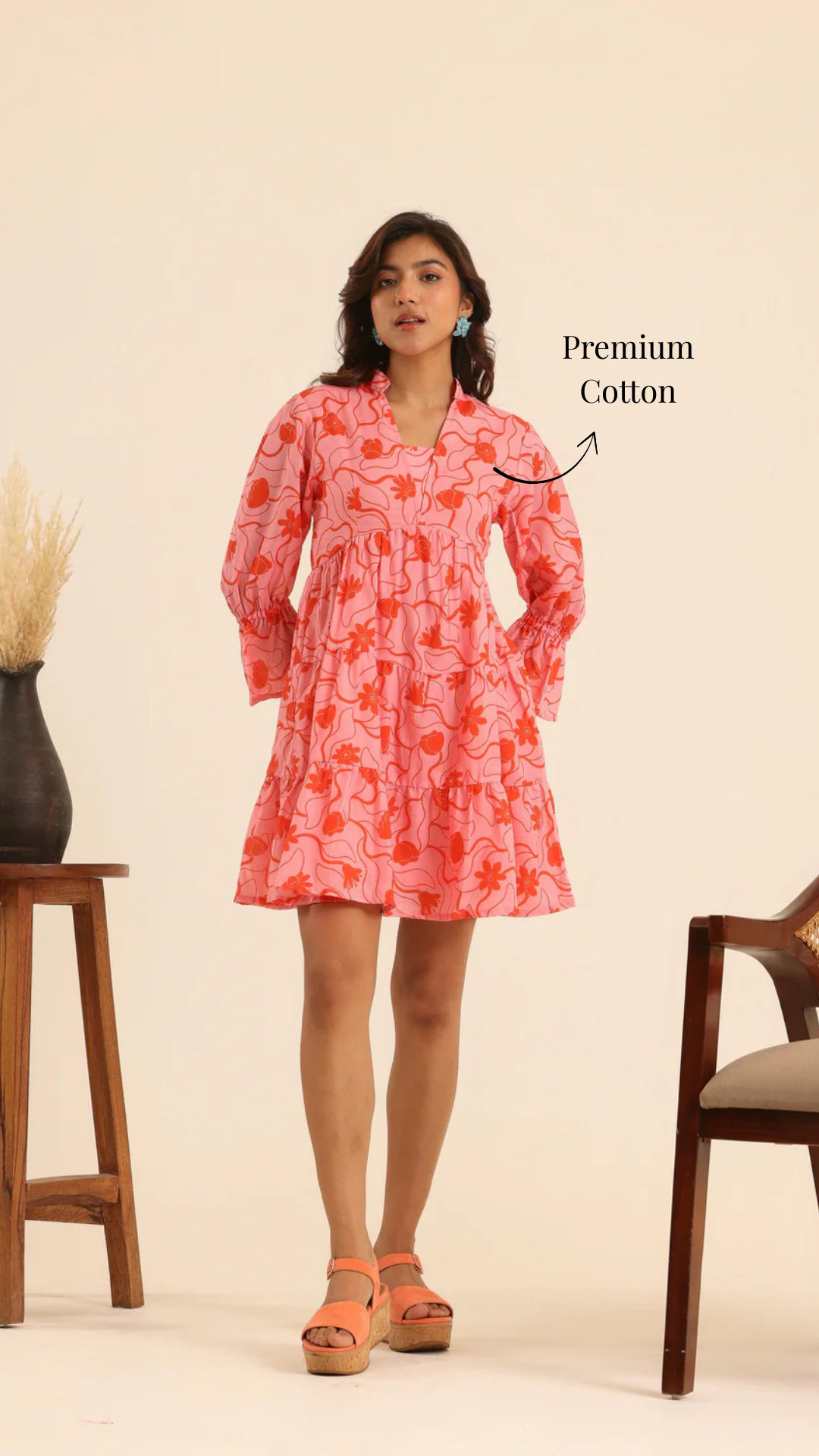 Rangrez Flamingo Tiered Dress