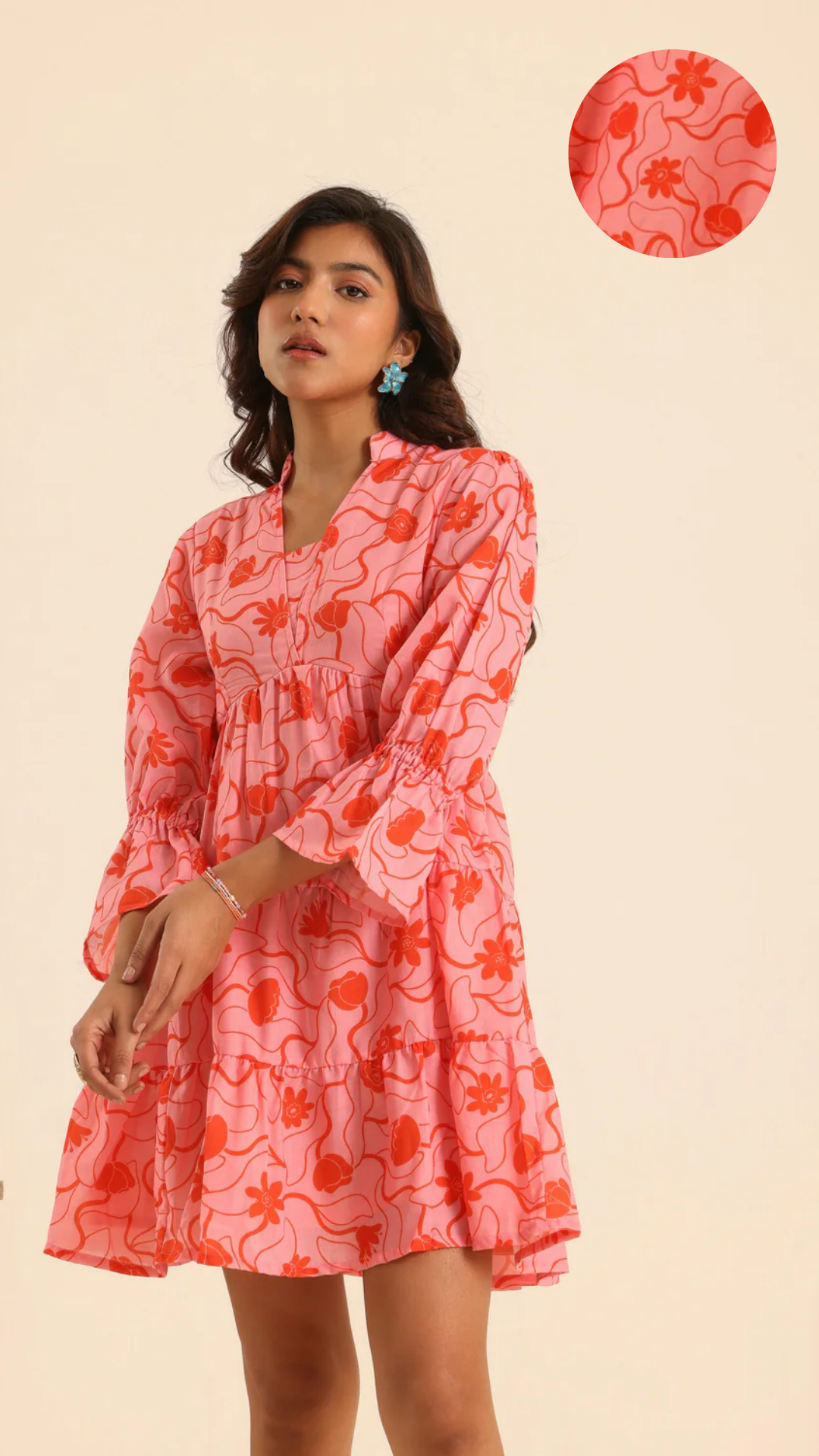 Rangrez Flamingo Tiered Dress