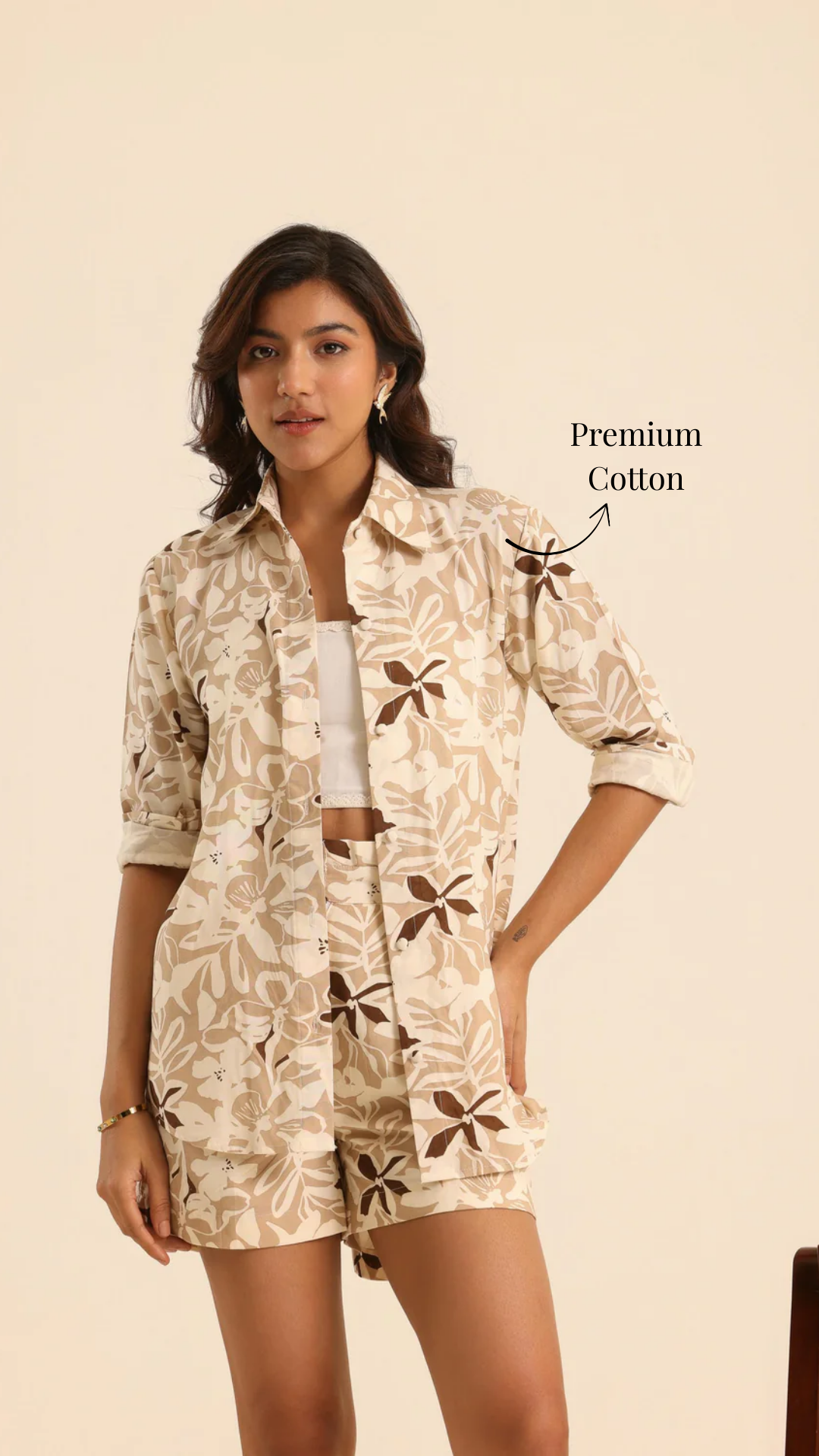 Rangrez Nutty Latte Shirt and Shorts Set