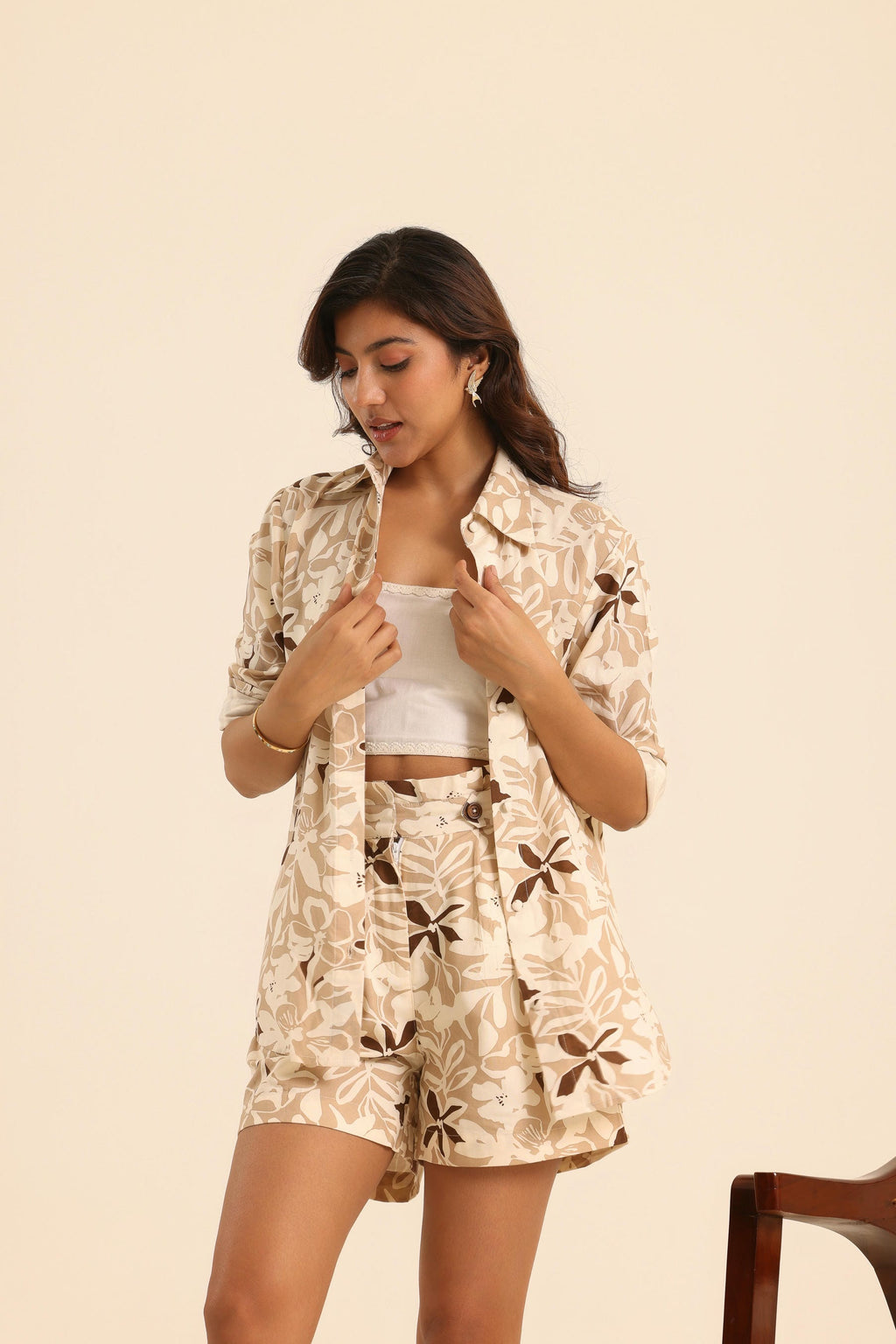 Rangrez Nutty Latte Shirt and Shorts Set