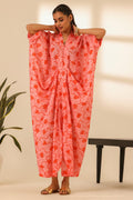 Rangrez Flamingo Draped Kaftan