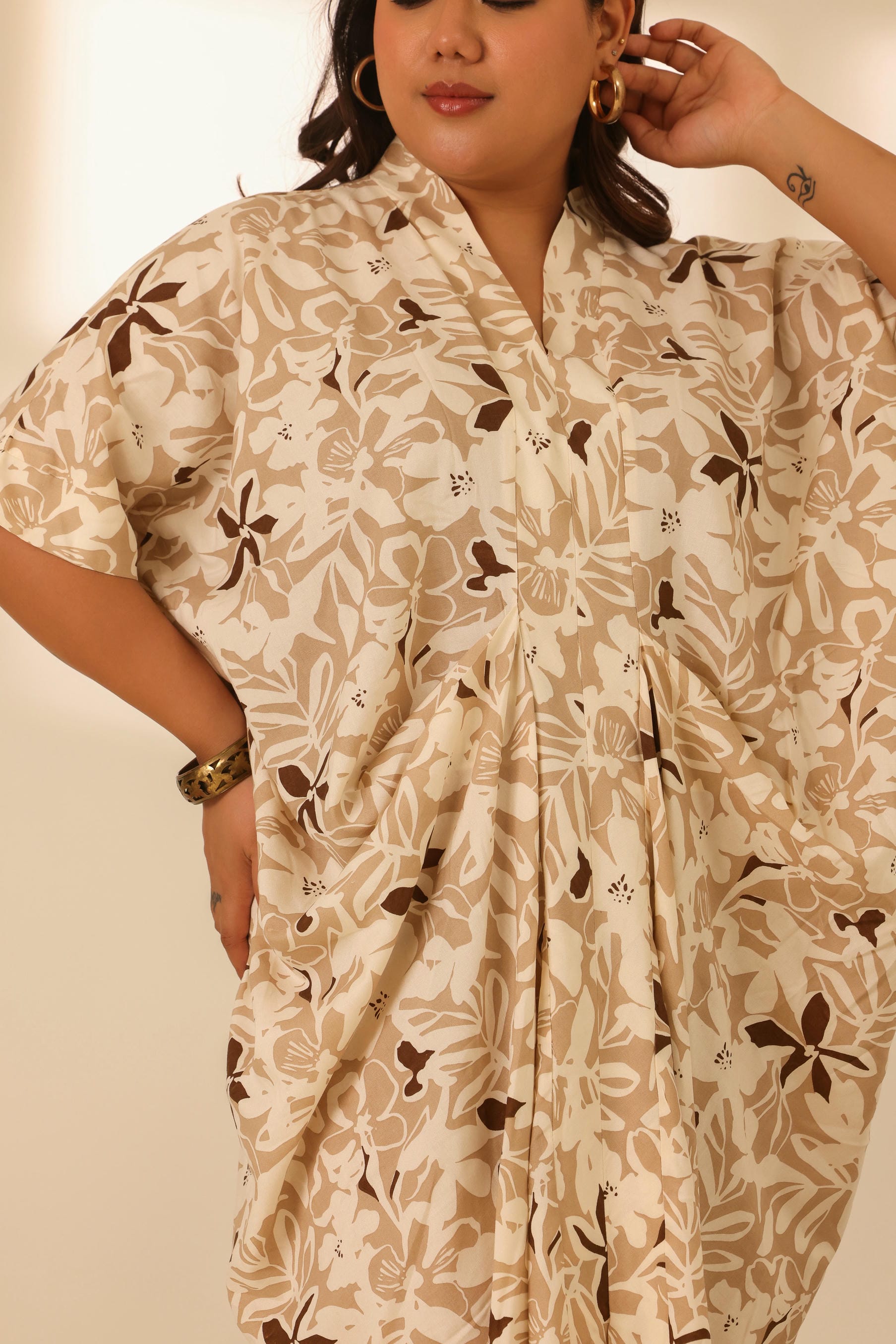 Rangrez Nutty Latte Draped Kaftan