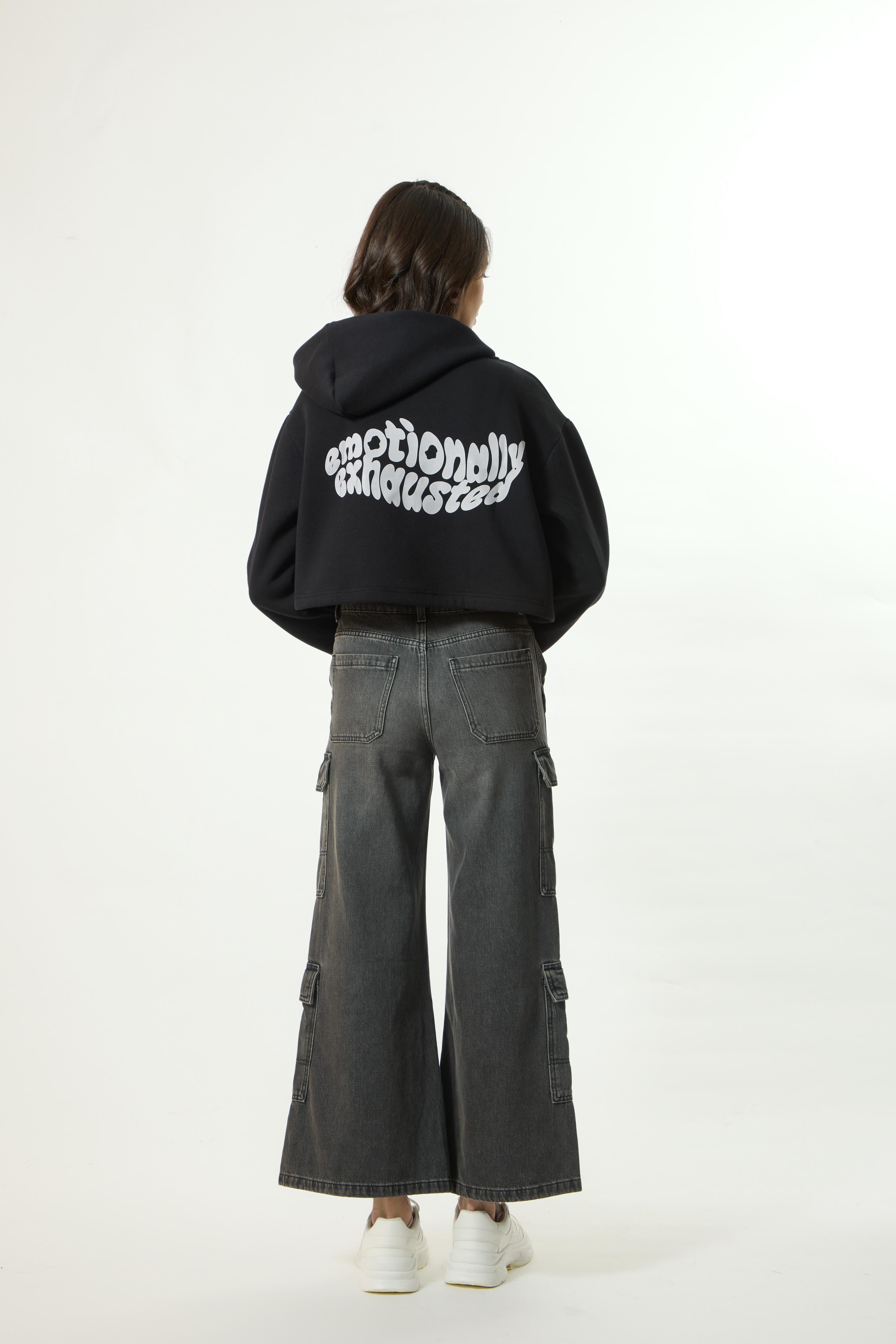 EMOTIONALLY EXHAUSTED Crop Hoodie