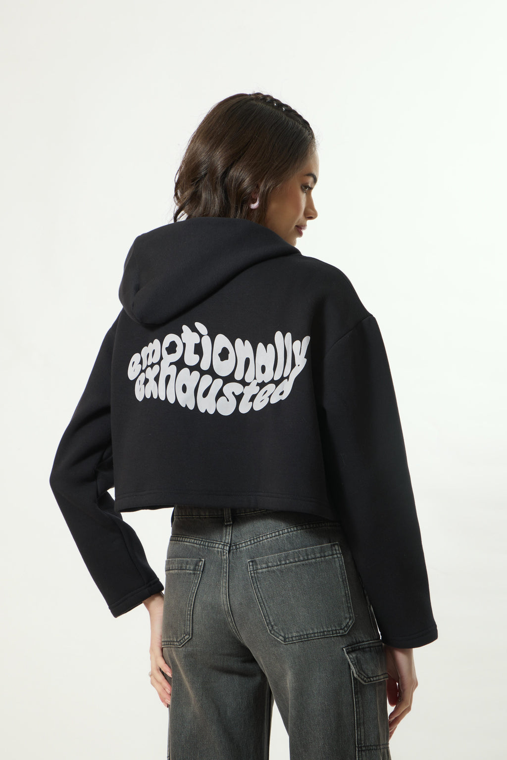 EMOTIONALLY EXHAUSTED Crop Hoodie